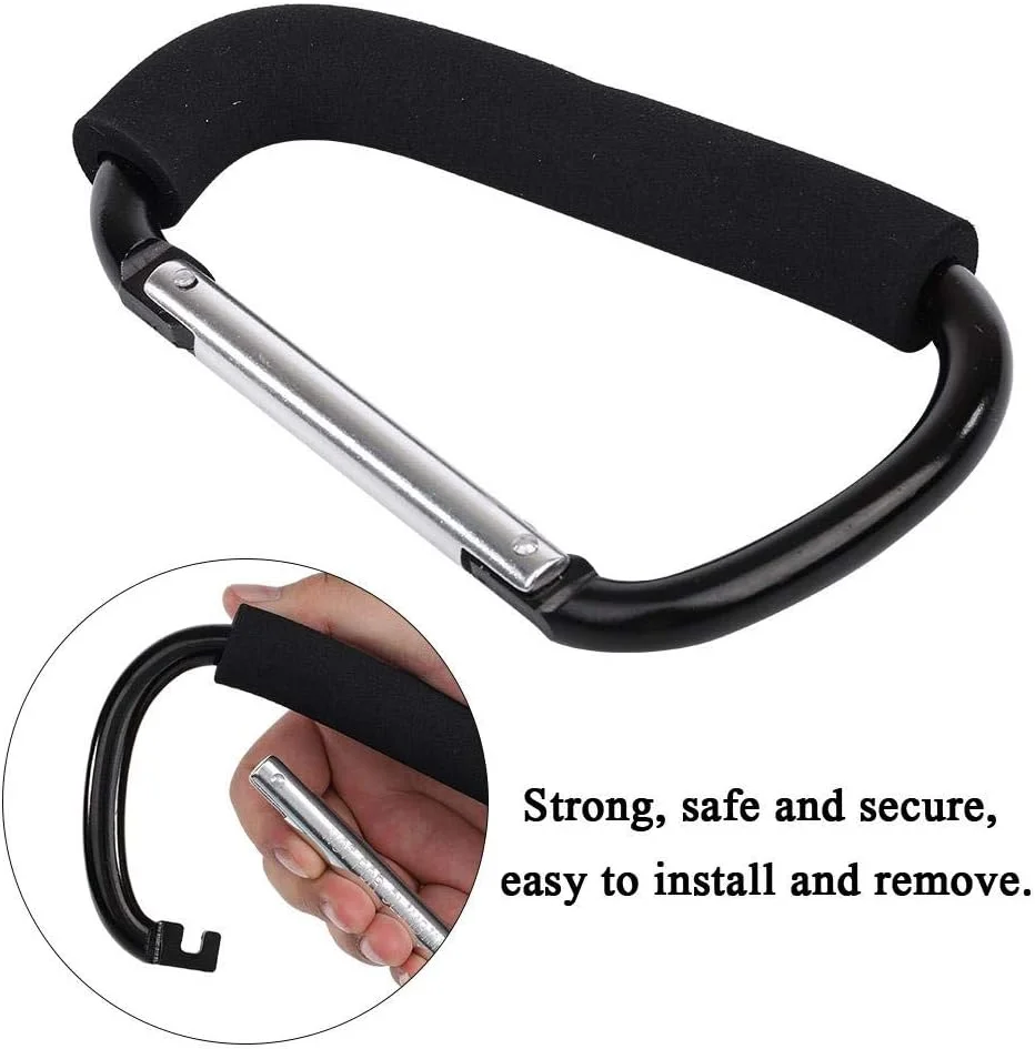 گیره کالسکه کودک، گیره های ضخیم فوم کارابین برای کالسکه و آویز کیف پوشک لوازم جانبی کالسکه کودک