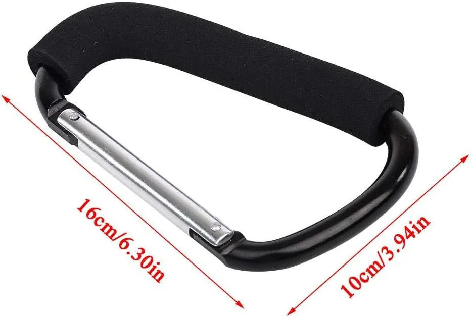 گیره کالسکه کودک، گیره های ضخیم شده کالسکه و صندلی چرخدار با کارابین فومی برای آویزان کردن کیف خرید و کیف لوازم کودک، لوازم جانبی کالسکه کودک (16 * 10 سانتی متر)