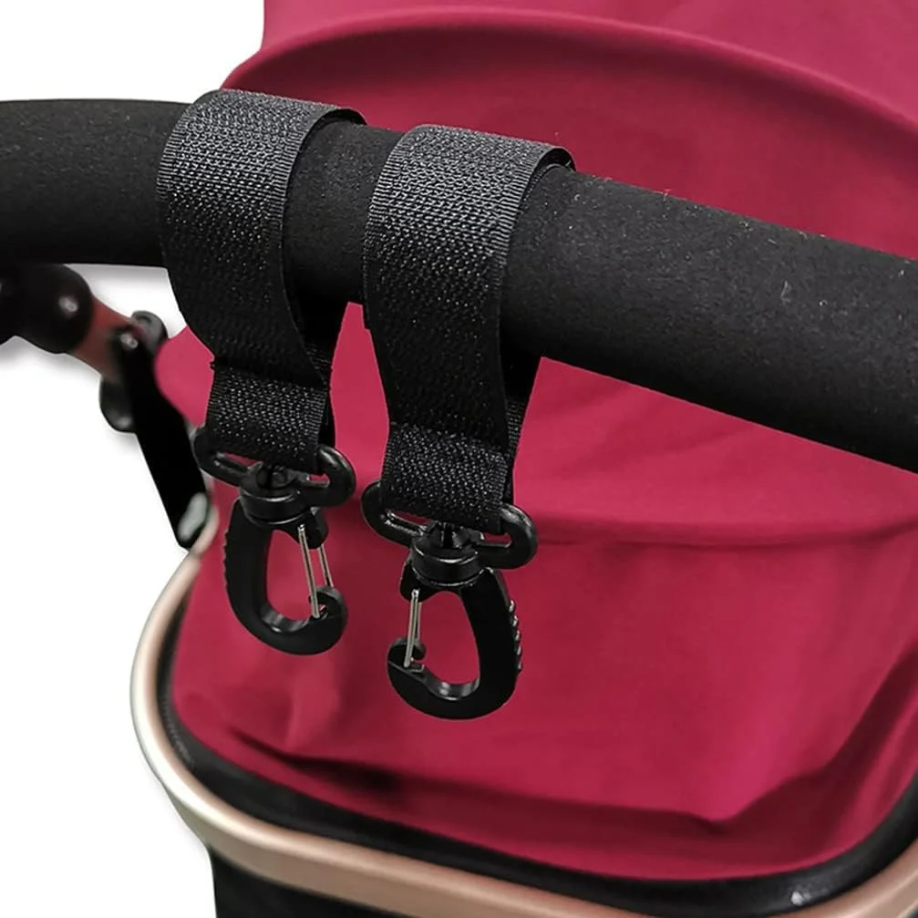 ۱۲ عدد گیره کالسکه، سازمان دهنده کالسکه کودک، گیره های آویز چند منظوره برای کیف پوشک، خواربار، کیف پول، مشکی