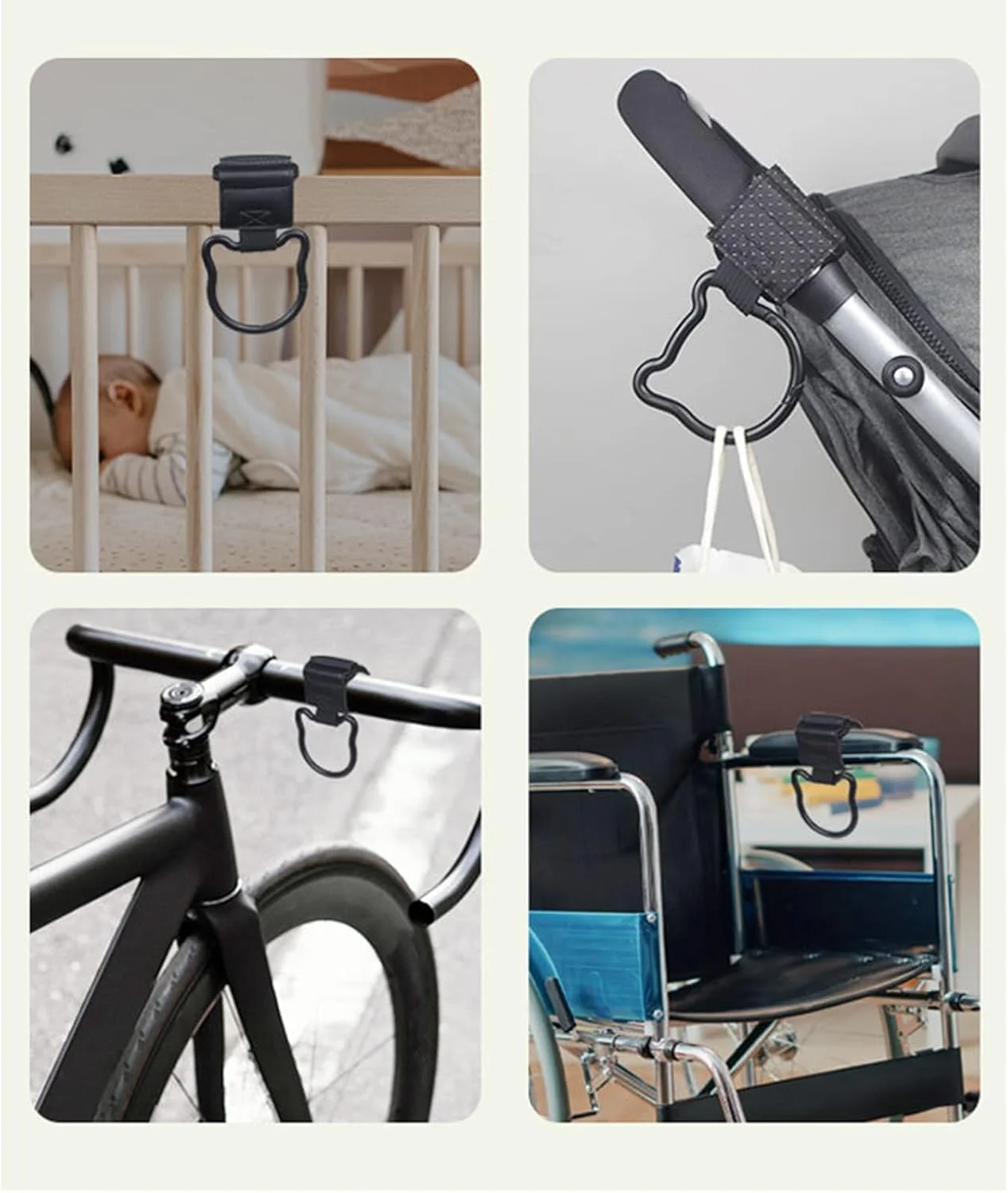 قلاب آویز کالسکه کودک برای آویزان کردن کیف لوازم و غیره، آویز ارگانایزر سبد خرید نوزاد طرح خرس دوست داشتنی