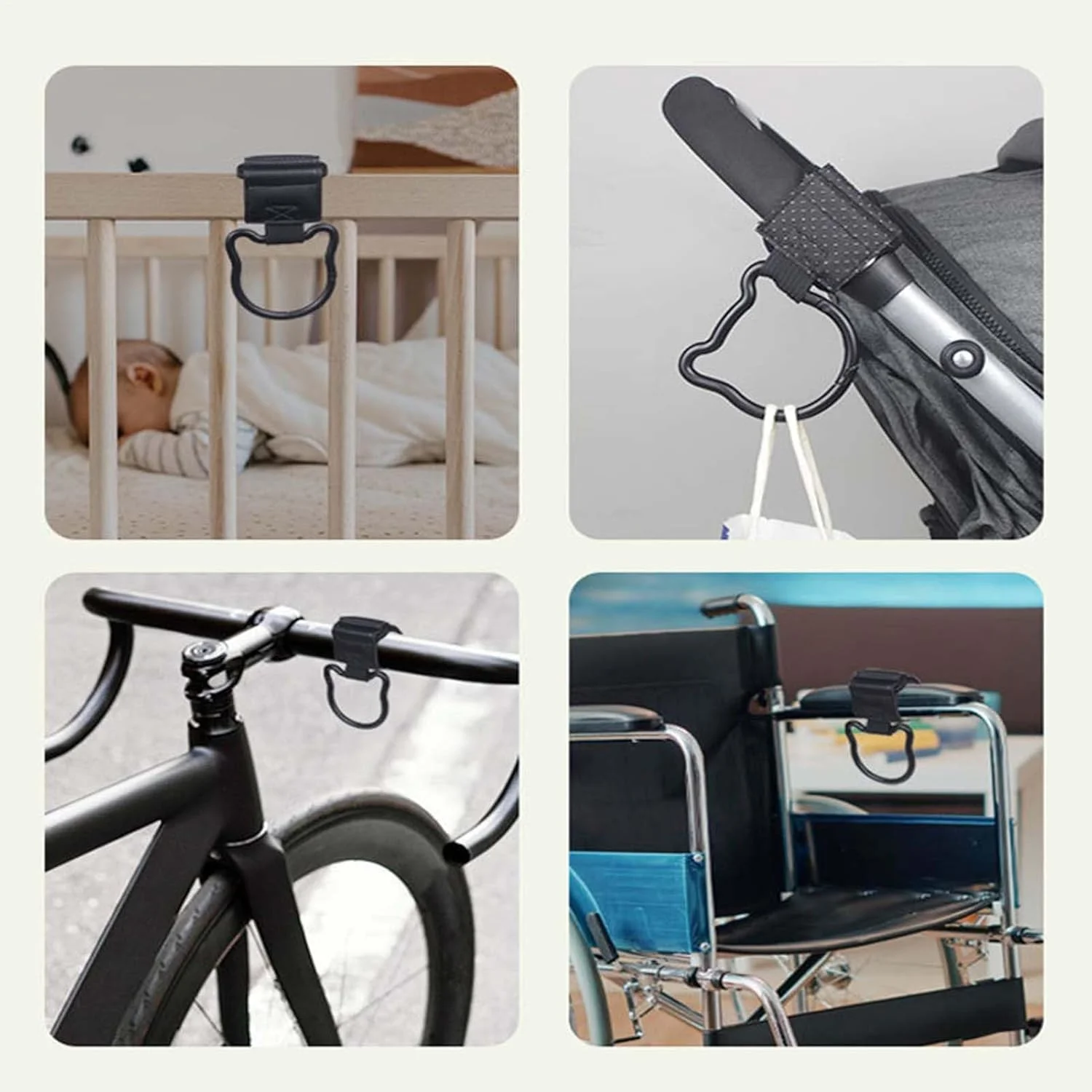 قلاب کیف کالسکه - قلاب آویز سازمان دهنده کالسکه | آویز کارابین خرسی آلیاژ روی با دوام لوازم کودک برای کیف پوشک، کیف دستی، خرید، کیسه مواد غذایی