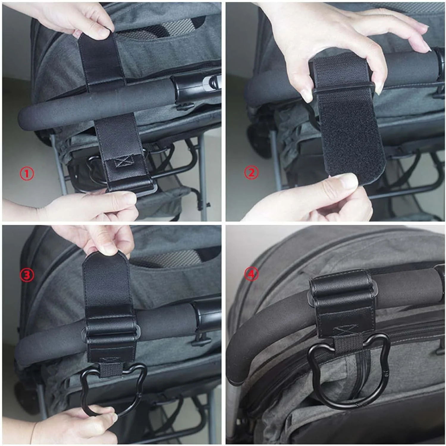 گیره های کالسکه، قلاب کارابینر کالسکه کودک، آویز سازمان دهنده لوازم کودک از جنس آلیاژ روی برای کیف پول، خرید، نگهداری کیسه های مواد غذایی، لوازم جانبی اسکوتر