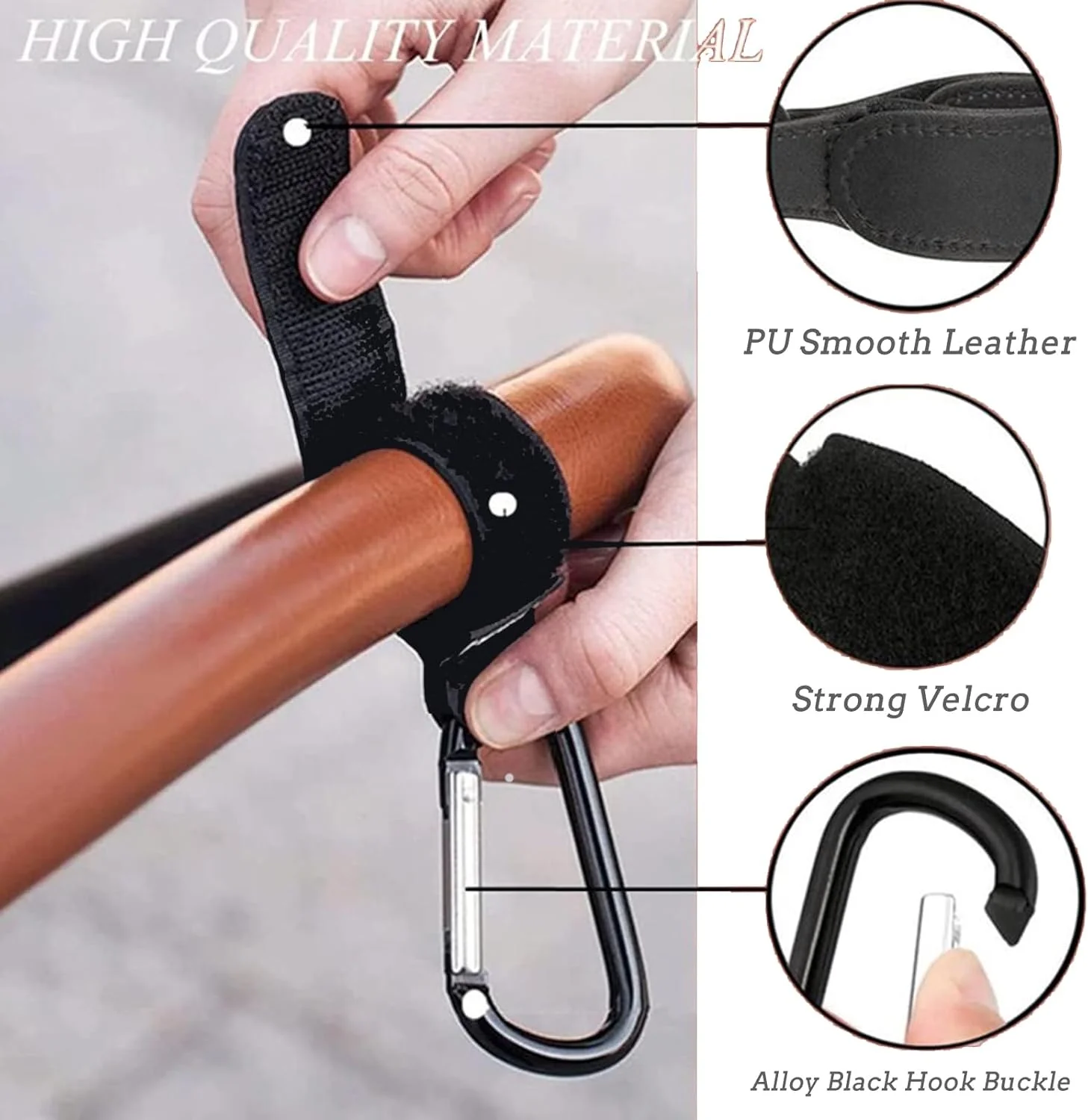 گیره های کالسکه کودک 5 عددی برای آویزان کردن، لوازم جانبی گیره های کالسکه جهانی، قلاب برای کیف پوشک، سبد خرید، کیف دستی، کوله پشتی، آویز چرمی PU قابل تنظیم