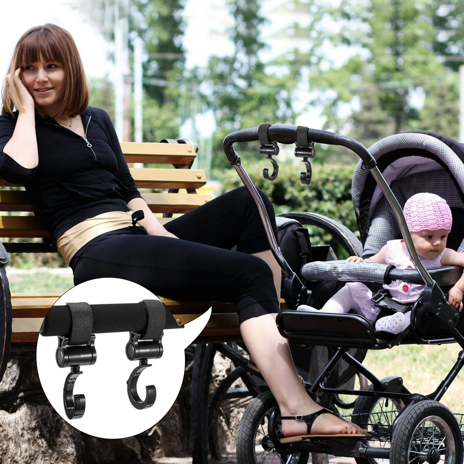 گیره کالسکه 4 عددی، آویز گیره کالسکه چند منظوره، گیره های کالسکه کودک برای کیف پوشک، کیف های کالسکه، مواد غذایی، کیف های خرید