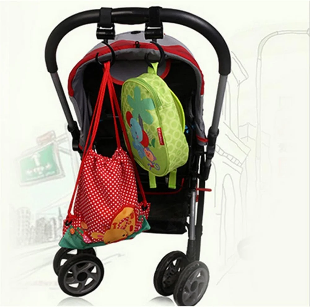 (2 عدد) آویز چرخشی کالسکه بچه با کیفیت بالا، بند قلاب و حلقه، لوازم جانبی آویز کالسکه - مشکی