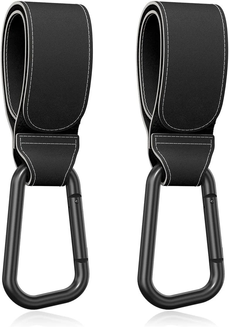 قلاب های کالسکه کودک برای آویزان کردن کیف، گیره های کالسکه جهانی، قلاب مادر برای کیف پوشک، سبد خرید، کیف دستی، کوله پشتی - بسته 2 عددی، مشکی