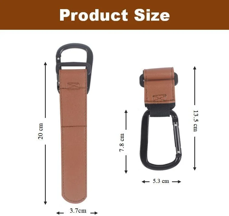 گیره های کالسکه کودک، بسته 2 عددی گیره های چرمی، گیره های کالسکه جهانی، قلاب لوازم جانبی کالسکه برای کالسکه، کیف پوشک، کیف خرید