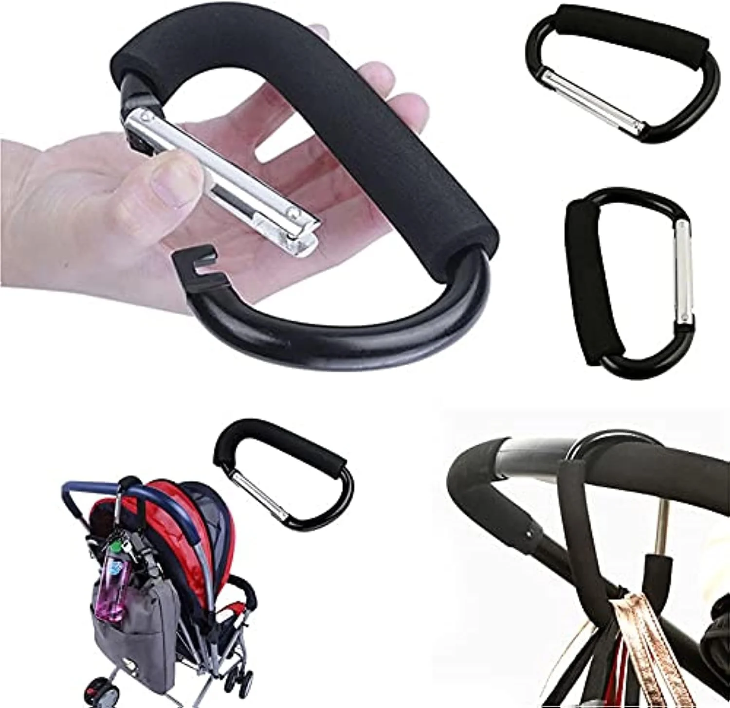 SKEIDO 1 عدد قلاب لوازم جانبی کالسکه کودک، قلاب سبد خرید، گیره سبد خرید ویلچر جهانی، کارابین بزرگ