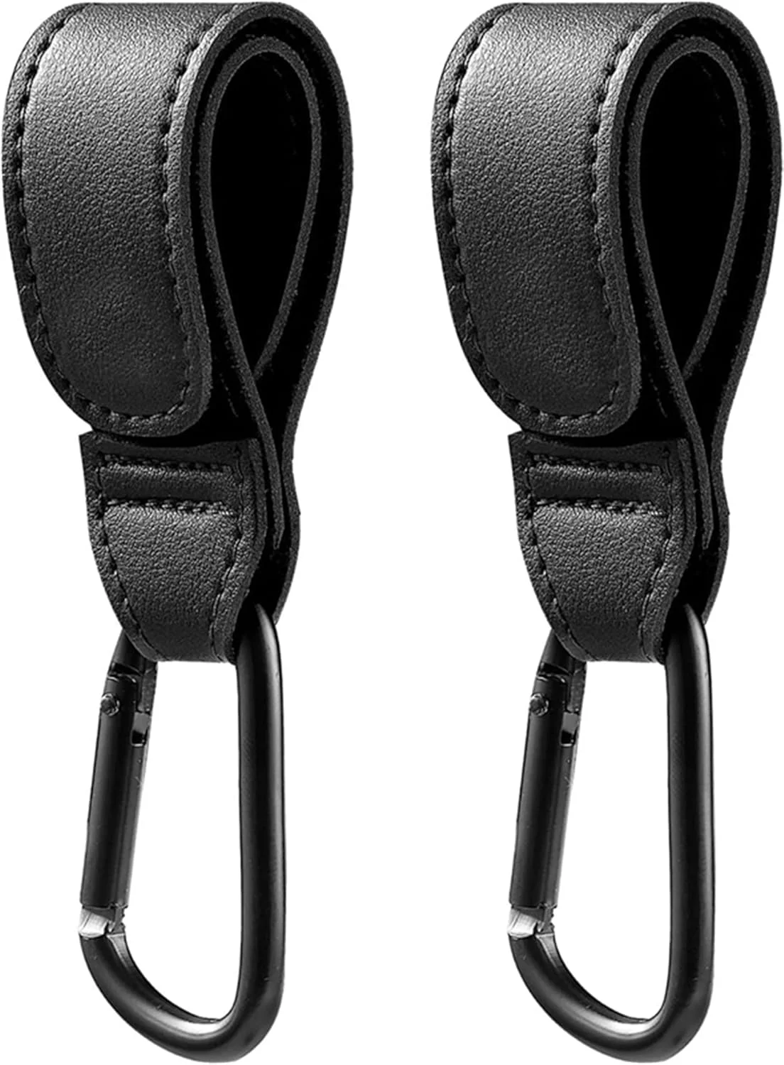 گیره های کالسکه MOTIM، بسته 2 عددی، گیره های کالسکه کودک برای آویزان کردن کیف لوازم کودک، گیره های چرمی ممتاز و جهانی کالسکه برای کیف لوازم کودک، مواد غذایی، کیف های خرید، کالسکه ها با گیره