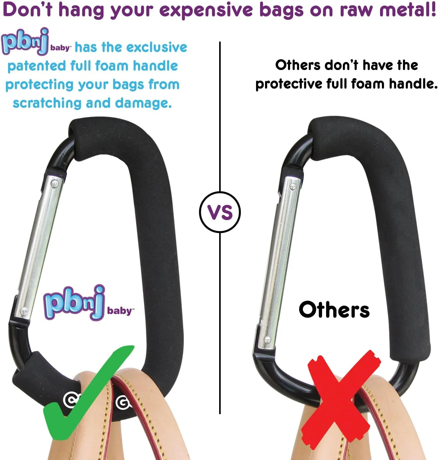 گیره اتصال کودک PBnJ - بسته 2 عددی گیره بزرگ سازمان دهنده کالسکه برای کیف خرید و کیف پوشک