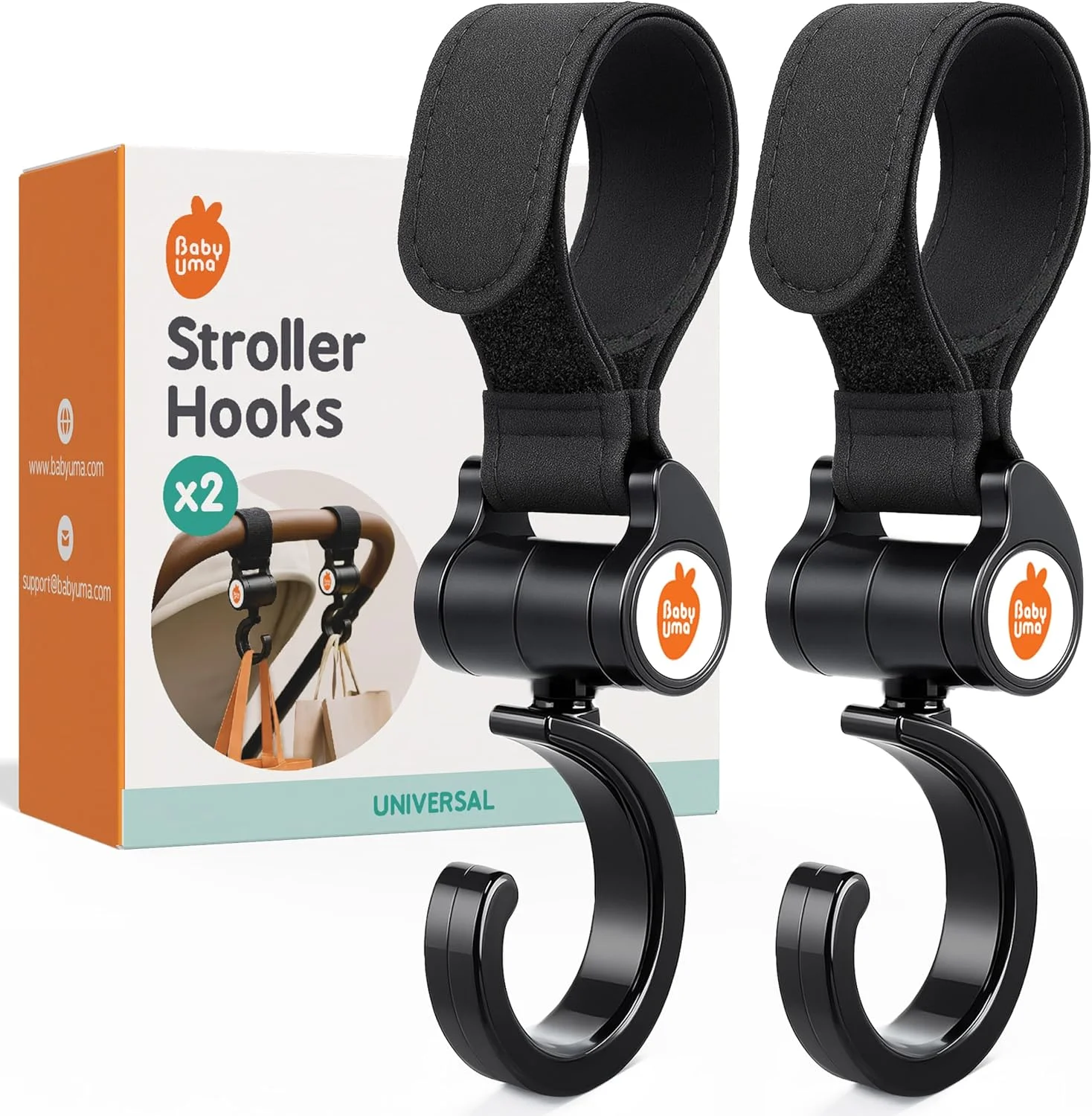 آویز کالسکه کودک Uma (بسته 2 عددی) - آویز کالسکه باز با گردن چرخان 360 درجه و بند بسیار قوی، نصب و جدا کردن آسان و جهانی، ظرفیت وزن 5 کیلوگرم، ملزومات سفر کودک آویز کالسکه کودک Uma (بسته 2 عددی) - آویز کالسکه باز با گردن چرخان 360 درجه و بند بسیار قوی، نصب و جدا کردن آسان و جهانی، ظرفیت وزن 5 کیلوگرم، ملزومات سفر کودک