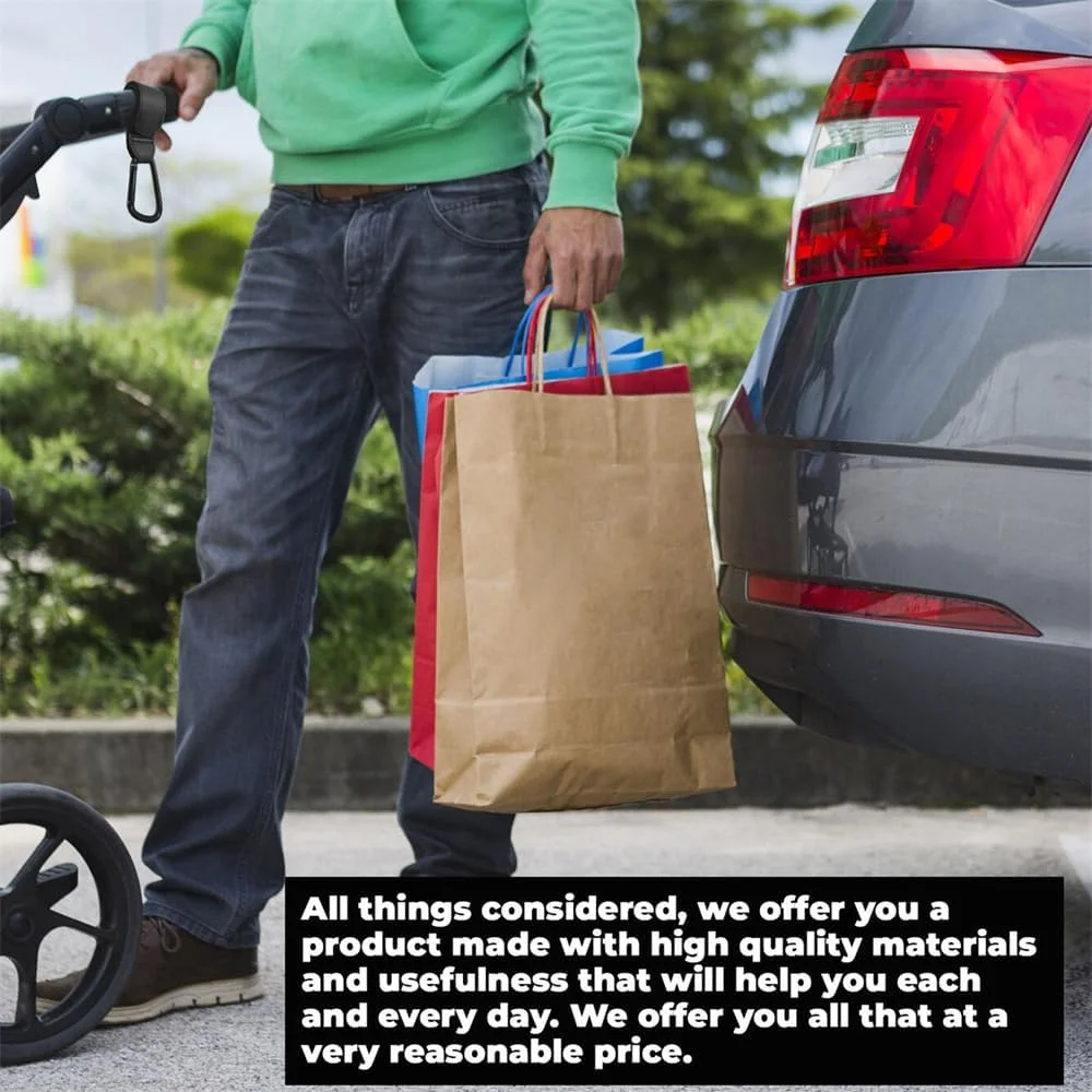 گیره های کالسکه کودک، گیره های کیف برای آویزان کردن کیف لوازم کودک، گیره های چند منظوره برای کیف های خرید مواد غذایی، گیره های کالسکه کودک، بندهای چرمی گیاهی ممتاز، لوازم جانبی کالسکه (2 عدد، مشکی)