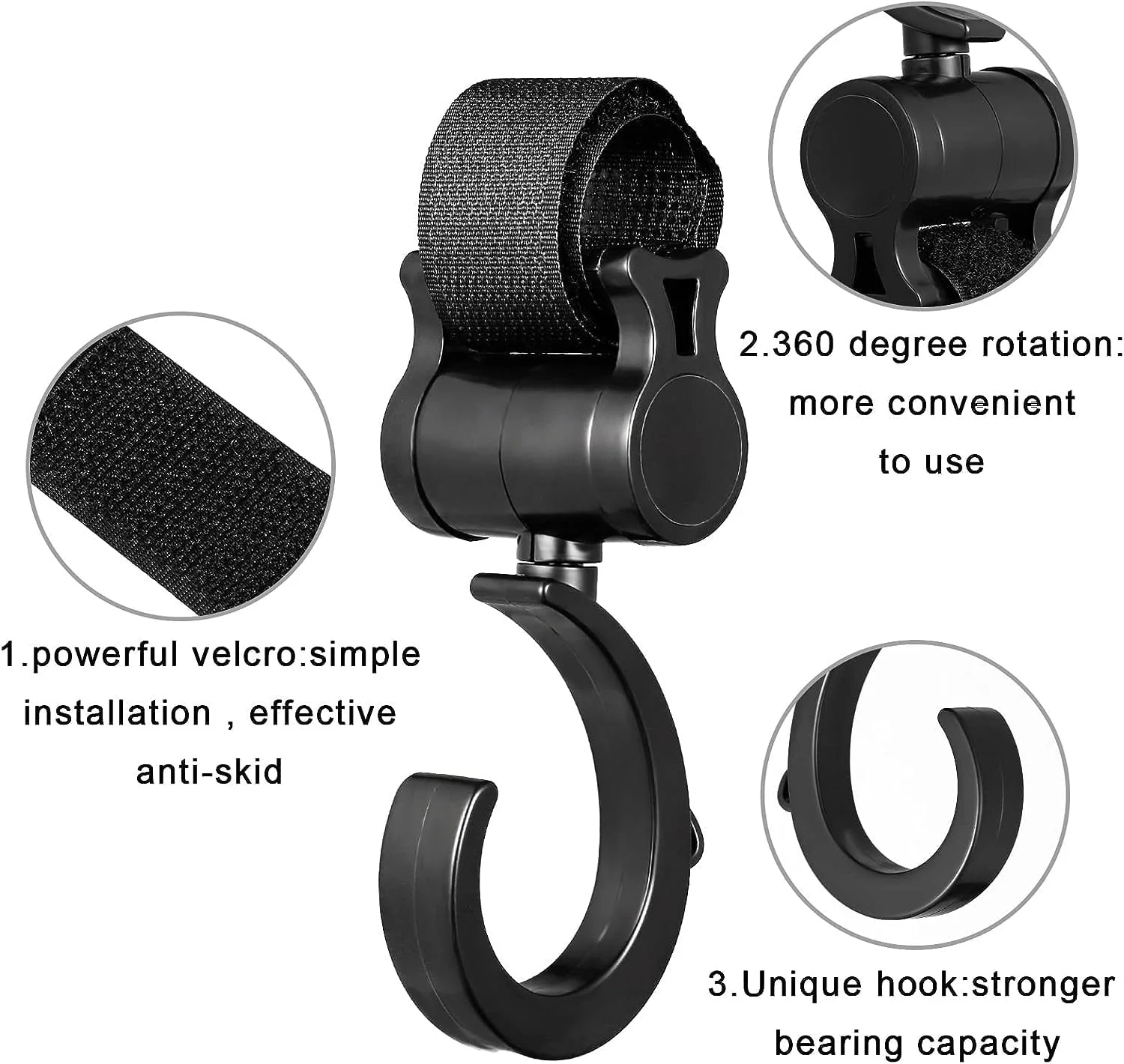گیره آویز کالسکه کودک، گیره های جهانی کالسکه، گیره های کیف مادر برای آویزان کردن کیف لوازم کودک، کیف دستی، سازمان دهنده کالسکه، لوازم جانبی کالسکه (4 عدد)