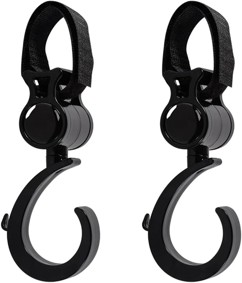 بسته 2 عددی قلاب کالسکه HASTHIP®، گیره جهانی چرخشی 360 درجه با بند قابل تنظیم، آویز کیف پوشک سنگین برای کالسکه، صندلی چرخدار، دوچرخه، باگی و دوچرخه برقی بسته 2 عددی قلاب کالسکه HASTHIP®، گیره جهانی چرخشی 360 درجه با بند قابل تنظیم، آویز کیف پوشک سنگین برای کالسکه، صندلی چرخدار، دوچرخه، باگی و دوچرخه برقی