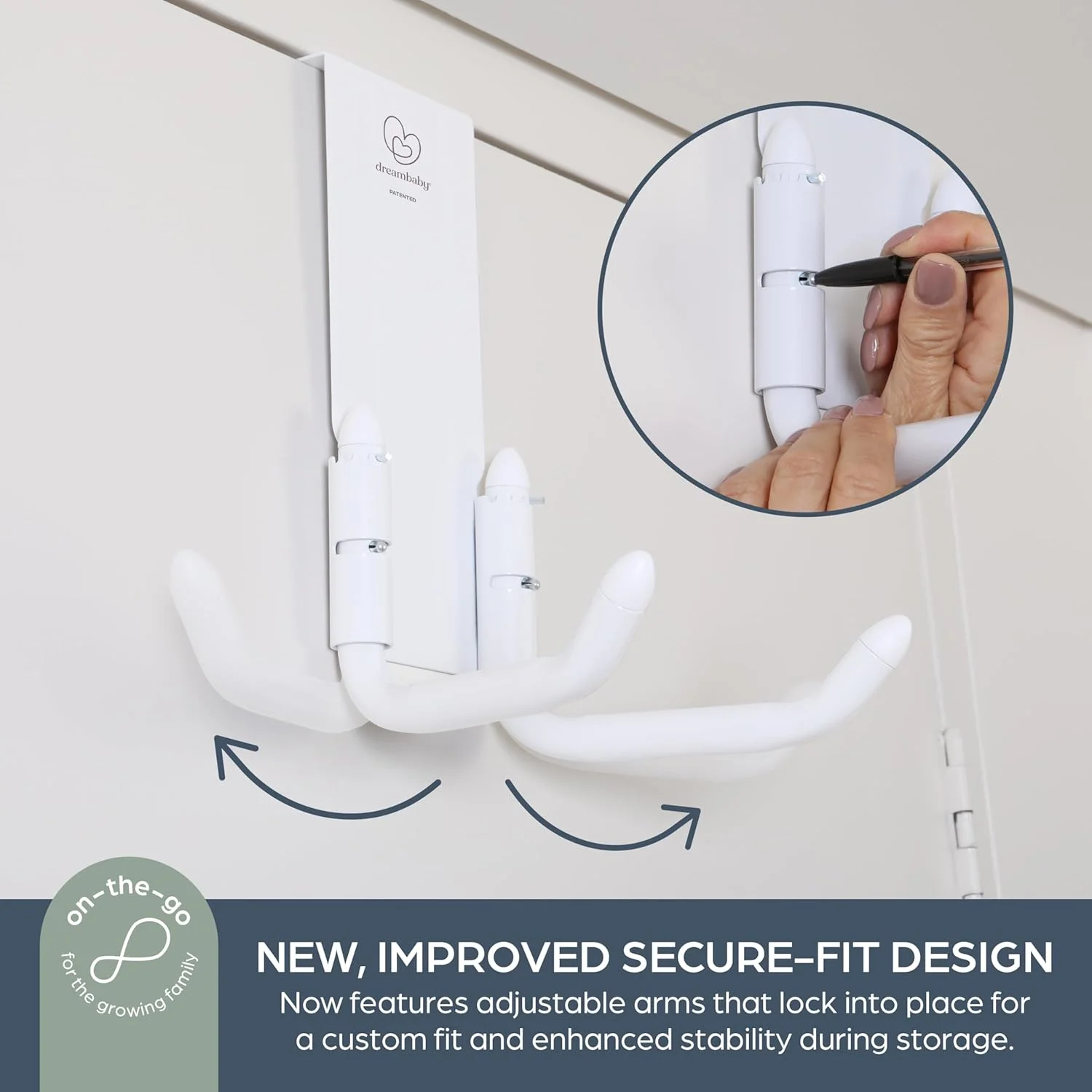 آویز کالسکه پشت دری Dreambaby StrollAway - سازمان دهنده قلاب فلزی سنگین با ظرفیت باربری 22.5 کیلوگرم - مدل G256