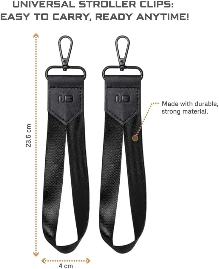 آویز کالسکه برای آویزان کردن کیف لوازم کودک (مشکی، 2 عددی)، قلاب کالسکه، ضد لغزش با باز کردن با یک دست، ملزومات سفر نوزاد، قلاب کالسکه با چرخش 360 درجه