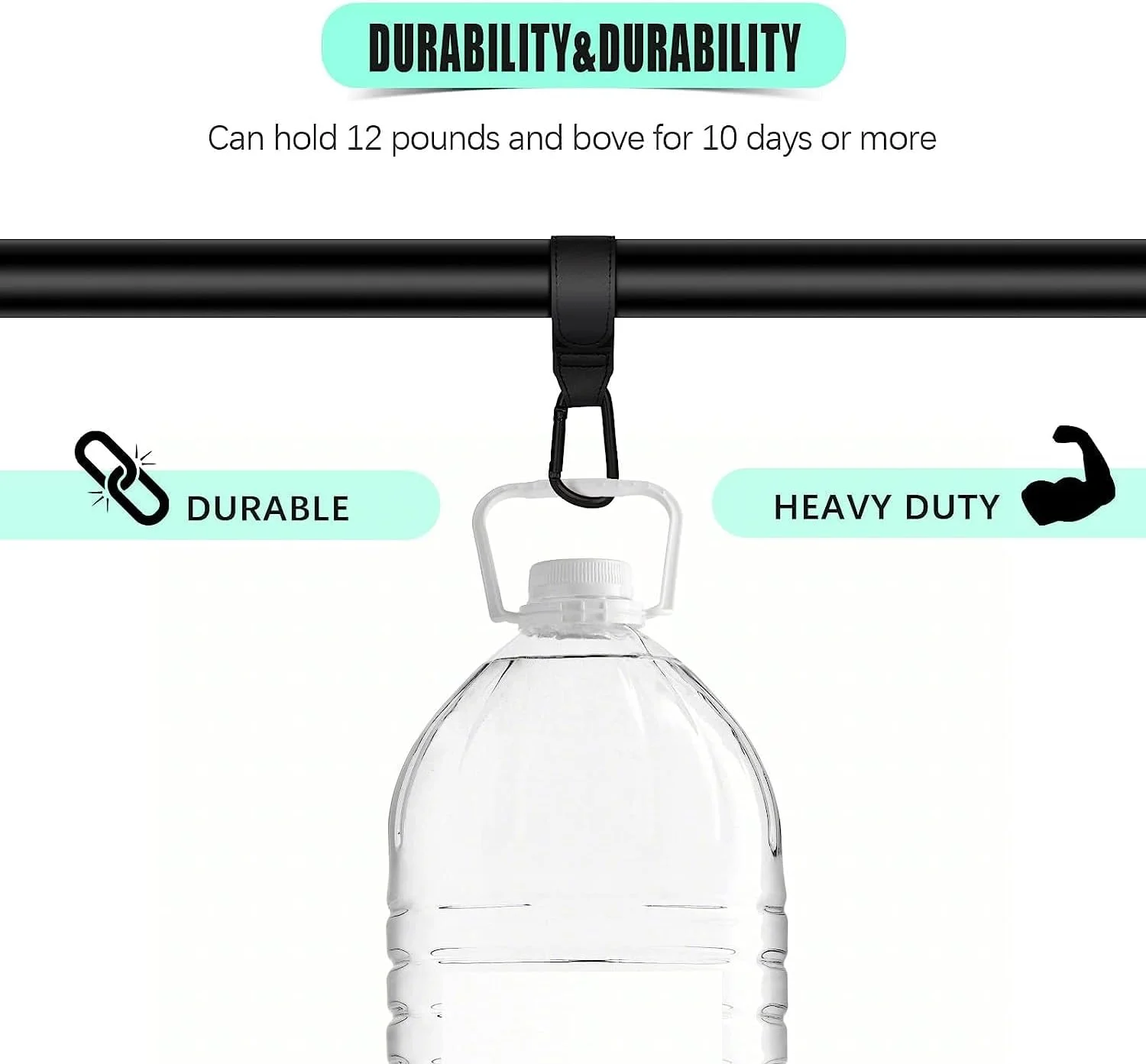 ست ۳ عددی قلاب آویز کالسکه بچه، گیره های کالسکه چرمی PU مقاوم، قلاب های جهانی و واگن، قلاب های کالسکه، آویز کالسکه برای ویلچر سبد خرید (مشکی)