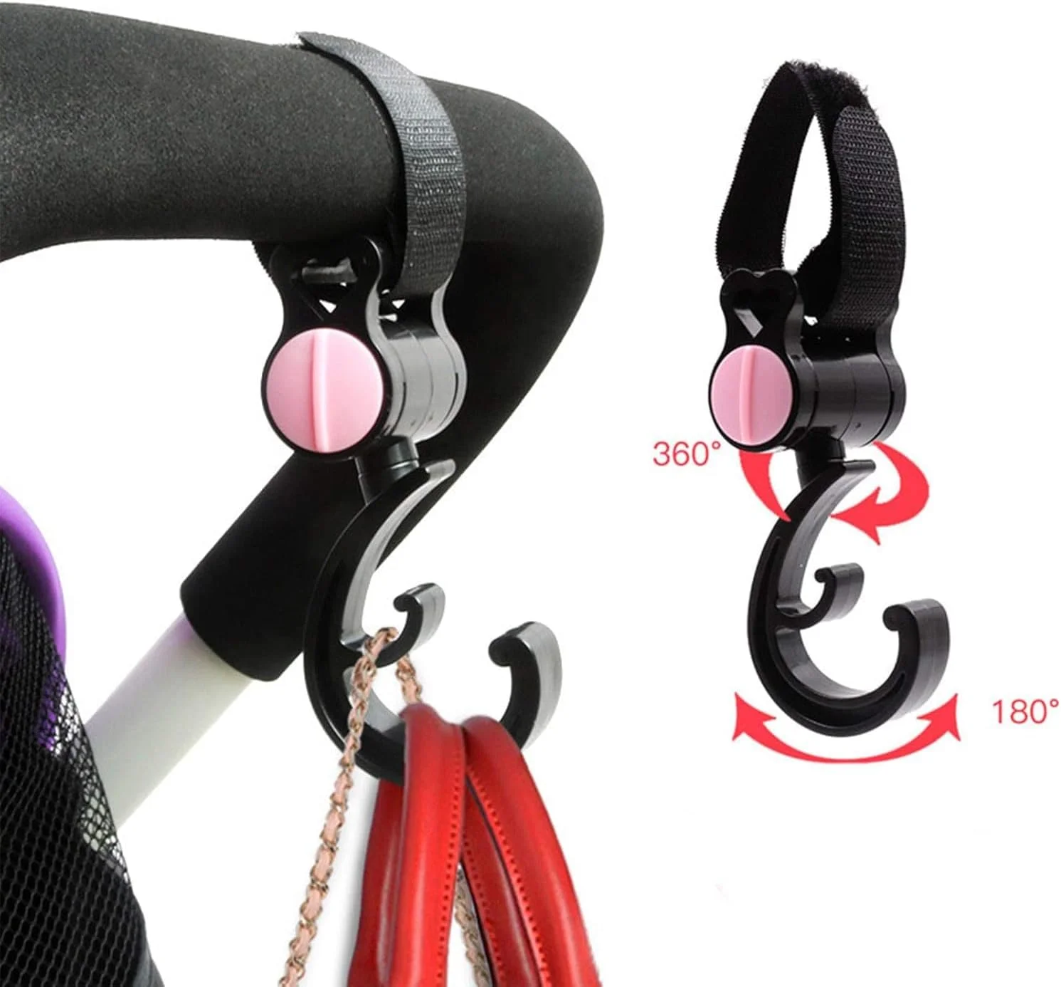 ست چهارتایی قلاب کالسکه، کارابین برای لوازم جانبی کالسکه، قلاب کیف و آویز برای کیف نظم دهنده کالسکه