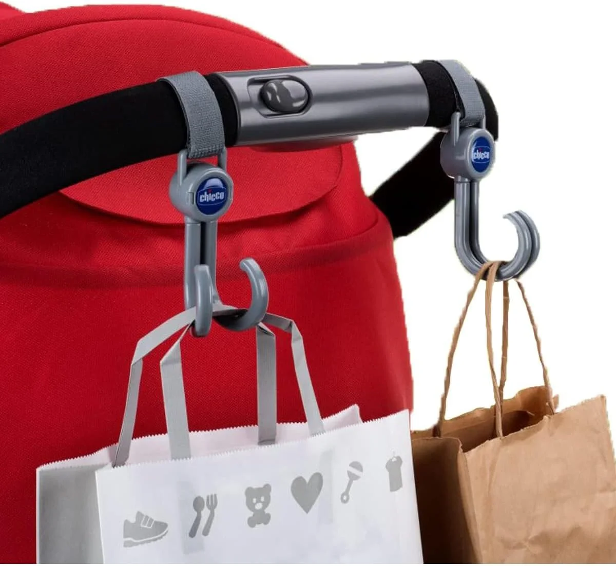 ست قلاب کالسکه چیکو یونیورسال، 2 عددی، خاکستری