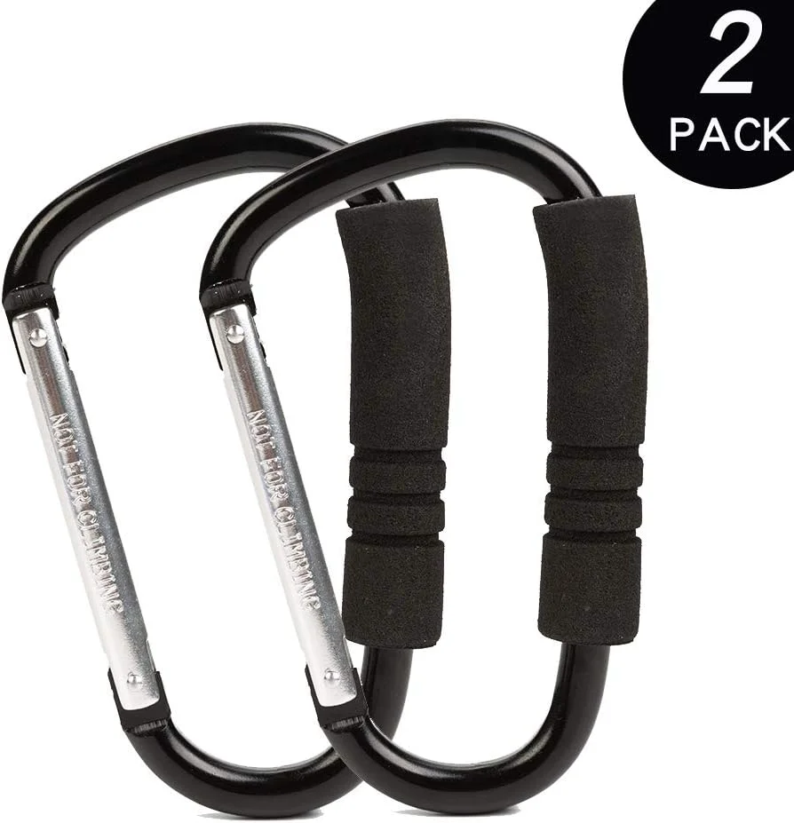 گیره بزرگ کالسکه فان بلیس، بسته 2 عددی، 6.6 اینچی، گیره کالسکه و صندلی چرخدار، قلاب نگهدارنده کیف لوازم جانبی خرید، مشکی