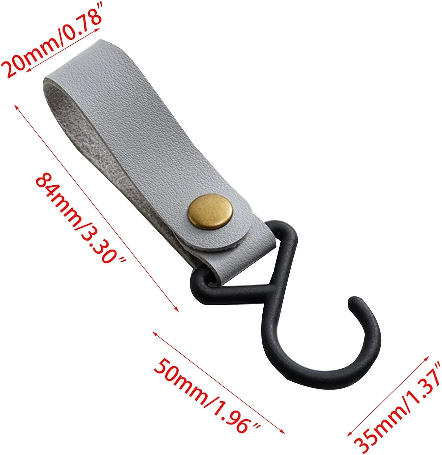 آویز کیف لوازم کودک کول بیبی برای کالسکه، بند چرمی PU با قلاب های S و کارابین پلاستیکی، لوازم جانبی کالسکه و پرام