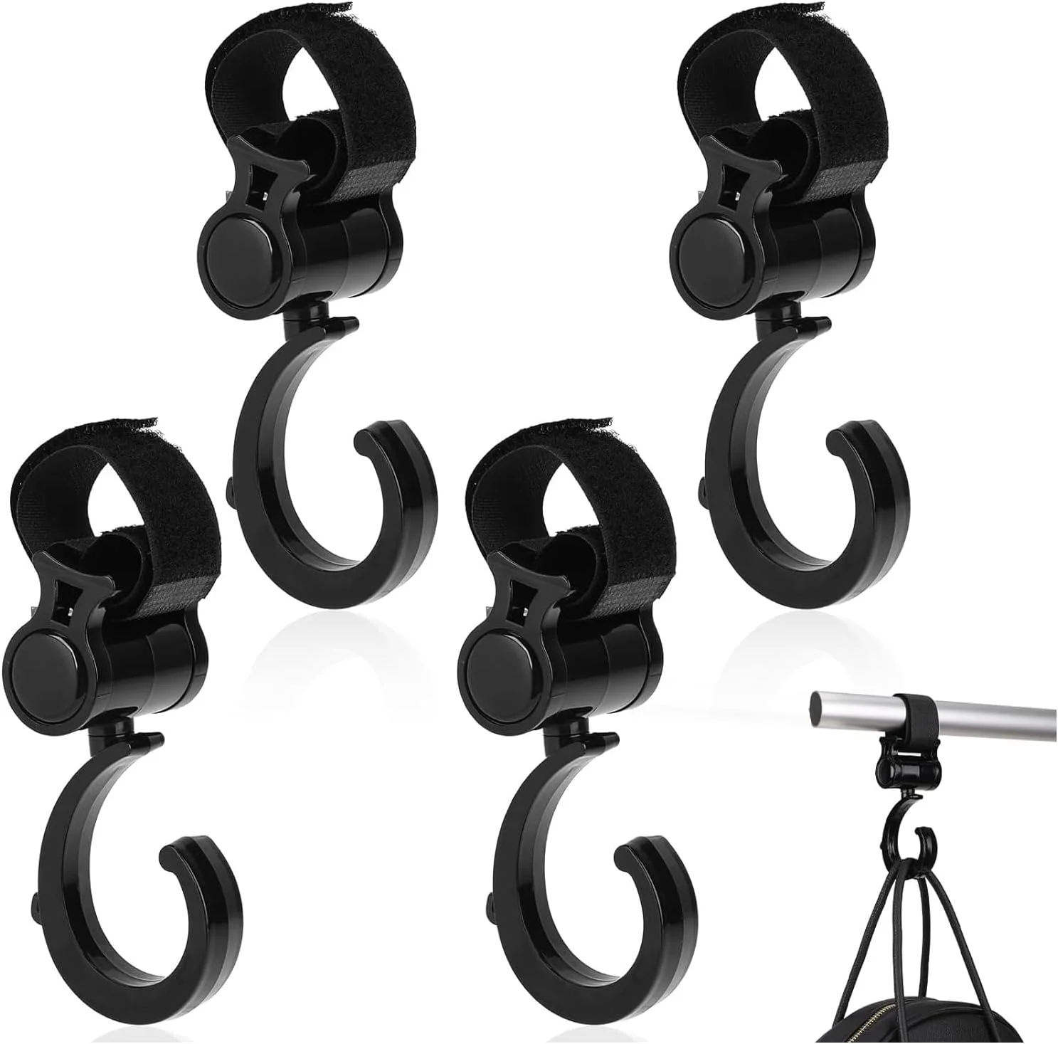 گیره کالسکه Joyzzz، بسته 4 عددی، گیره های چند منظوره با قابلیت چرخش 360 درجه، آویز کیف لوازم کودک، گیره آویز کالسکه چرخشی برای واکر، عصا، ویلچر، سبد خرید گیره کالسکه Joyzzz، بسته 4 عددی، گیره های چند منظوره با قابلیت چرخش 360 درجه، آویز کیف لوازم کودک، گیره آویز کالسکه چرخشی برای واکر، عصا، ویلچر، سبد خرید