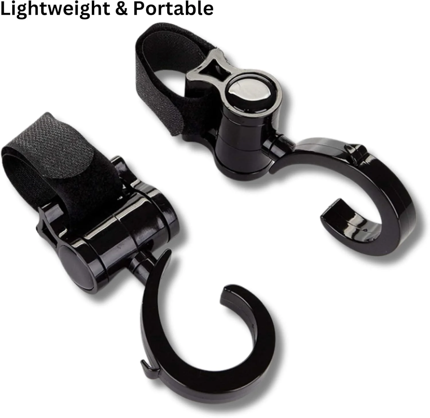 قلاب های کالسکه کودک برای آویزان کردن کیف پوشک، کیسه های خرید مواد غذایی و کیف دستی به کالسکه شما - لوازم جانبی عالی برای مادر هنگام پیاده روی برای واکر رولیتور و سبد خرید ویلچر گیره های چرمی ممتاز