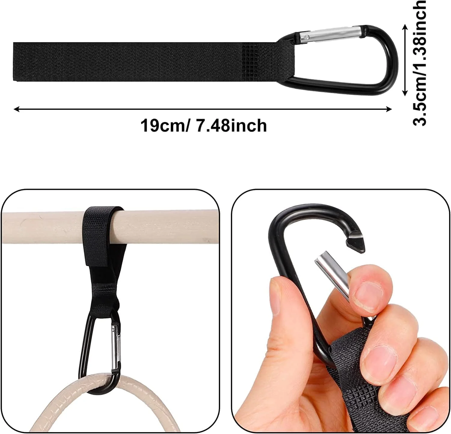 پک چهارتایی قلاب آویز کالسکه کودک PREMIFY، گیره کالسکه چند منظوره مشکی رنگ، بندهای کالسکه برای حمل کوله پشتی، کیف لوازم کودک، کیف خرید، کیف زنانه، بطری آب و غیره پک چهارتایی قلاب آویز کالسکه کودک PREMIFY، گیره کالسکه چند منظوره مشکی رنگ، بندهای کالسکه برای حمل کوله پشتی، کیف لوازم کودک، کیف خرید، کیف زنانه، بطری آب و غیره