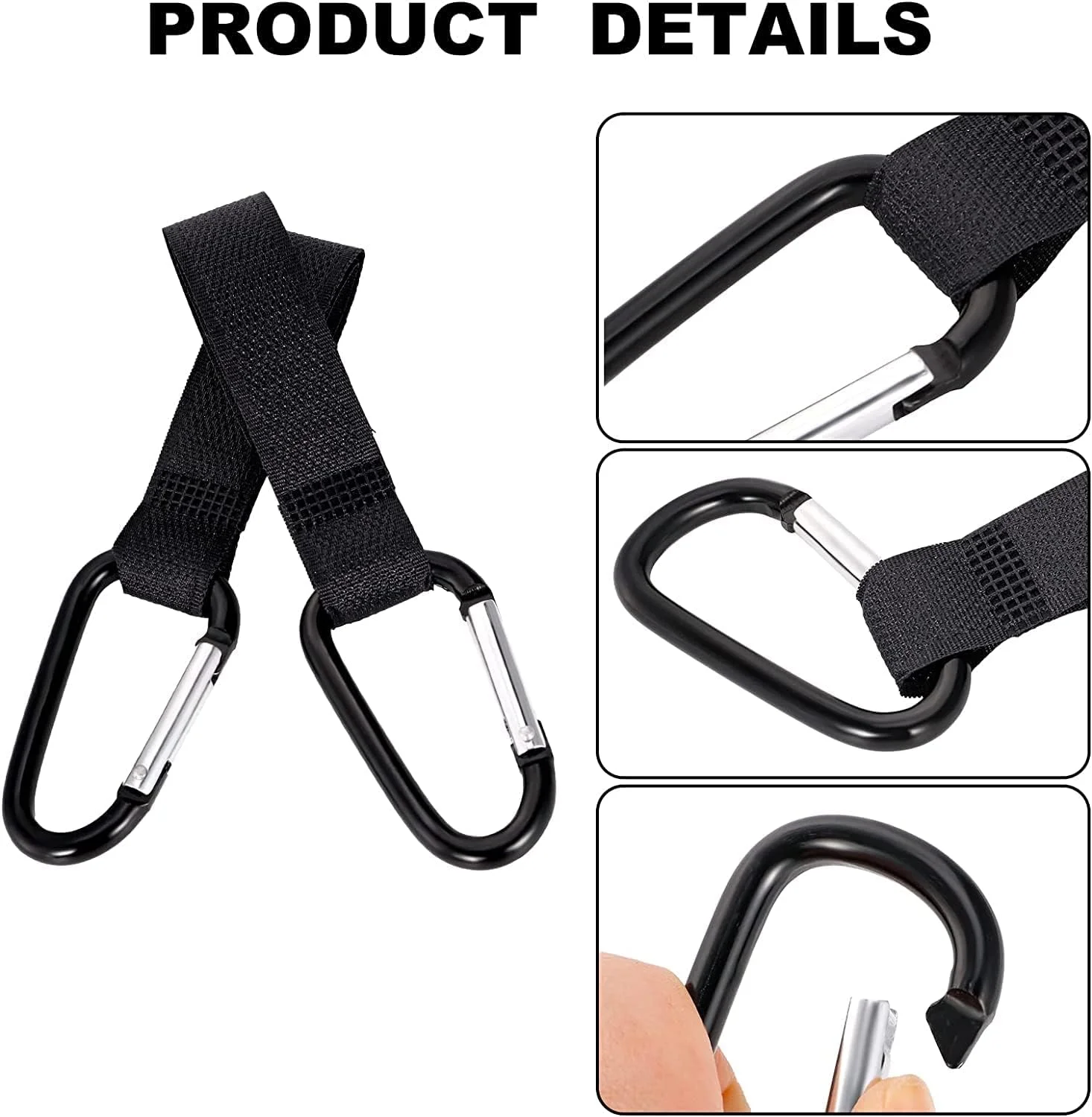 پک چهارتایی قلاب آویز کالسکه کودک PREMIFY، گیره کالسکه چند منظوره مشکی رنگ، بندهای کالسکه برای حمل کوله پشتی، کیف لوازم کودک، کیف خرید، کیف زنانه، بطری آب و غیره پک چهارتایی قلاب آویز کالسکه کودک PREMIFY، گیره کالسکه چند منظوره مشکی رنگ، بندهای کالسکه برای حمل کوله پشتی، کیف لوازم کودک، کیف خرید، کیف زنانه، بطری آب و غیره