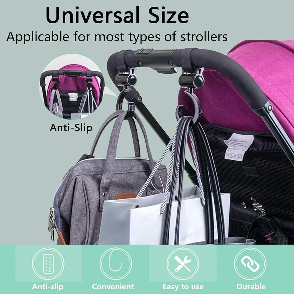 آویزهای کالسکه مامو بیر - بسته 2 عددی - گیره های کالسکه بزرگ و مشکی برای کیف لوازم مادر و کالسکه آویزهای کالسکه مامو بیر - بسته 2 عددی - گیره های کالسکه بزرگ و مشکی برای کیف لوازم مادر و کالسکه