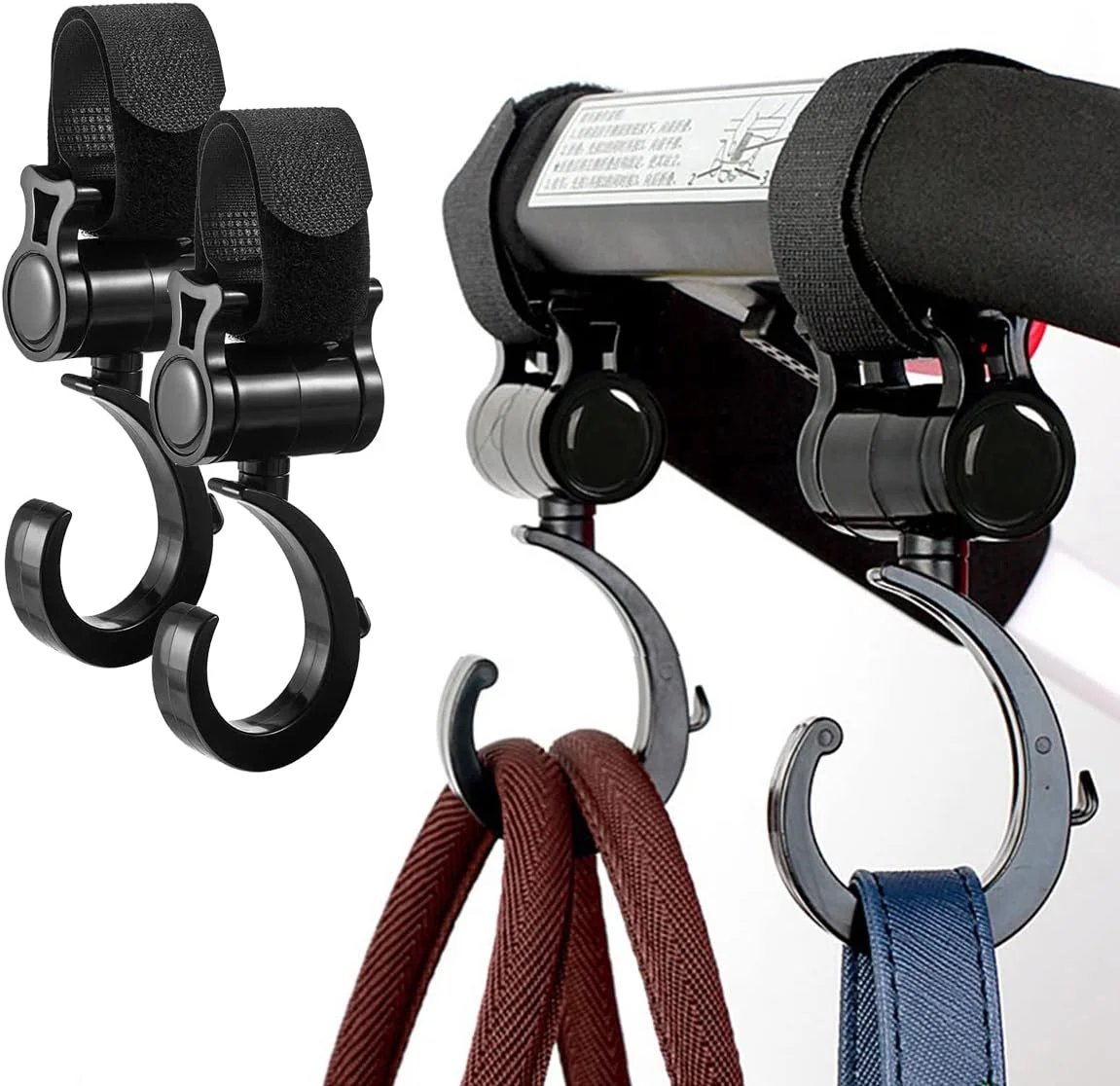 2 عدد قلاب کالسکه بچه برای آویزان کردن کیف لوازم کودک، قلاب های چرخشی چند منظوره برای لوازم جانبی کالسکه، قلاب کیف مادر، مناسب برای واکر، ویلچر و چرخ خرید 2 عدد قلاب کالسکه بچه برای آویزان کردن کیف لوازم کودک، قلاب های چرخشی چند منظوره برای لوازم جانبی کالسکه، قلاب کیف مادر، مناسب برای واکر، ویلچر و چرخ خرید