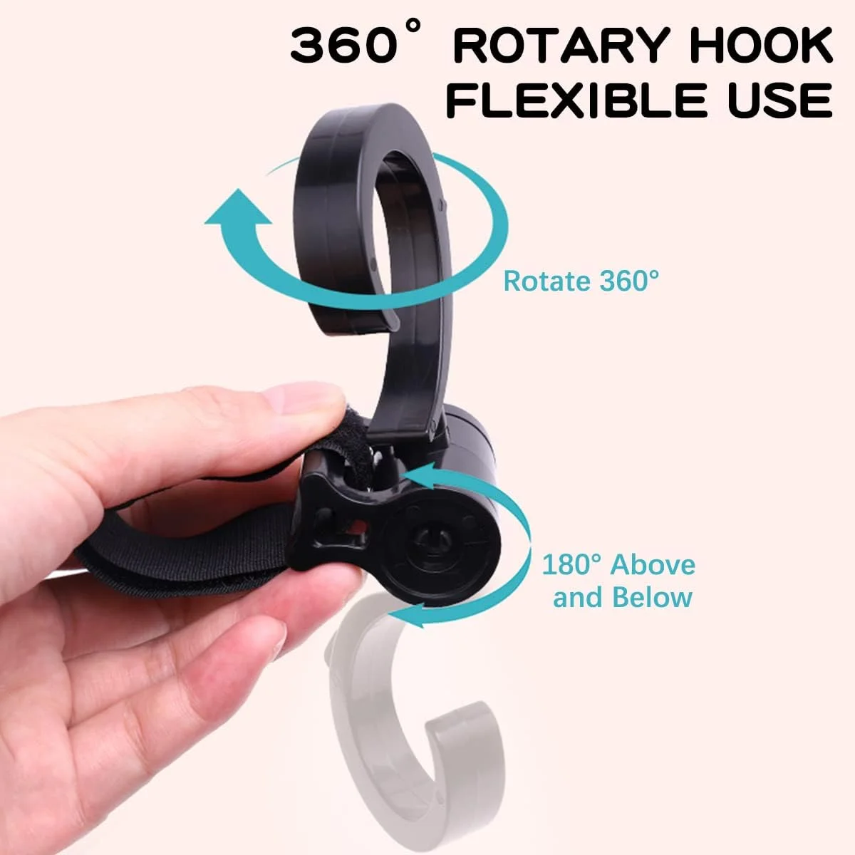 2 عدد قلاب کالسکه بچه برای آویزان کردن کیف لوازم کودک، قلاب های چرخشی چند منظوره برای لوازم جانبی کالسکه، قلاب کیف مادر، مناسب برای واکر، ویلچر و چرخ خرید