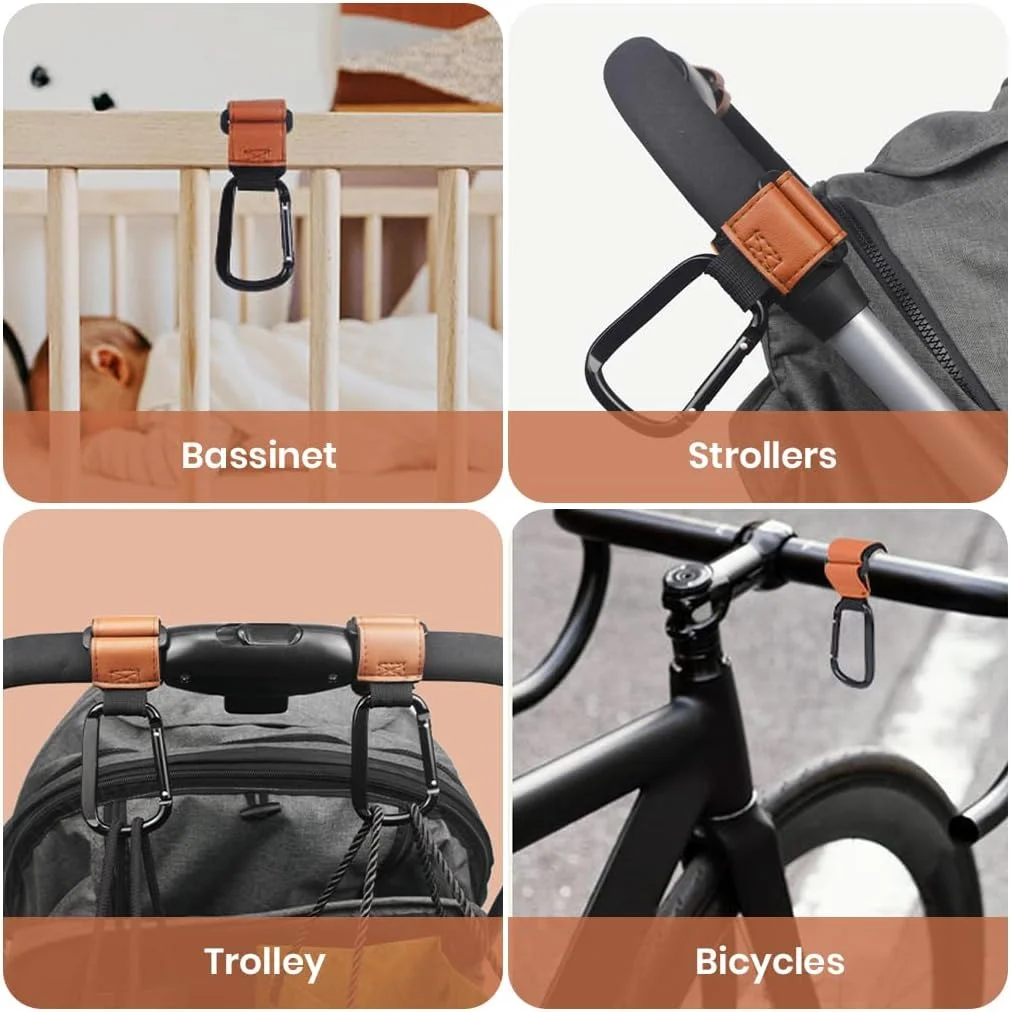 گیره های کالسکه کودک HASTHIP، گیره های چرمی، گیره های کالسکه جهانی، لوازم جانبی کالسکه، گیره برای کالسکه، کیف پوشک، کیف خرید، کیف پول و کوله پشتی (2 عدد قهوه ای) گیره های کالسکه کودک HASTHIP، گیره های چرمی، گیره های کالسکه جهانی، لوازم جانبی کالسکه، گیره برای کالسکه، کیف پوشک، کیف خرید، کیف پول و کوله پشتی (2 عدد قهوه ای)