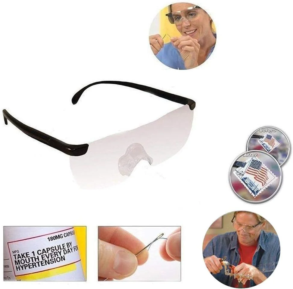 عینک ذره بینی با دید 250 درجه، بزرگنمایی 1.6 برابر، عینک مطالعه قابل حمل، هدیه ای برای والدین، بزرگنمایی پیرچشمی