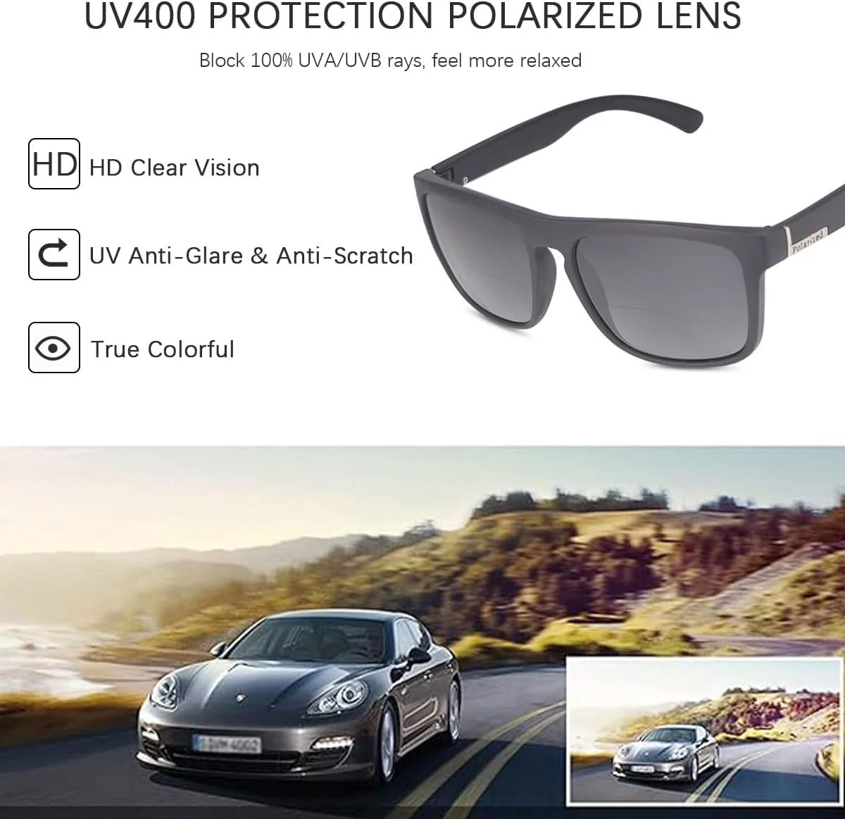 عینک آفتابی دو دید پلاریزه MIRYEA با محافظت UV400 و فیلتر نور آبی