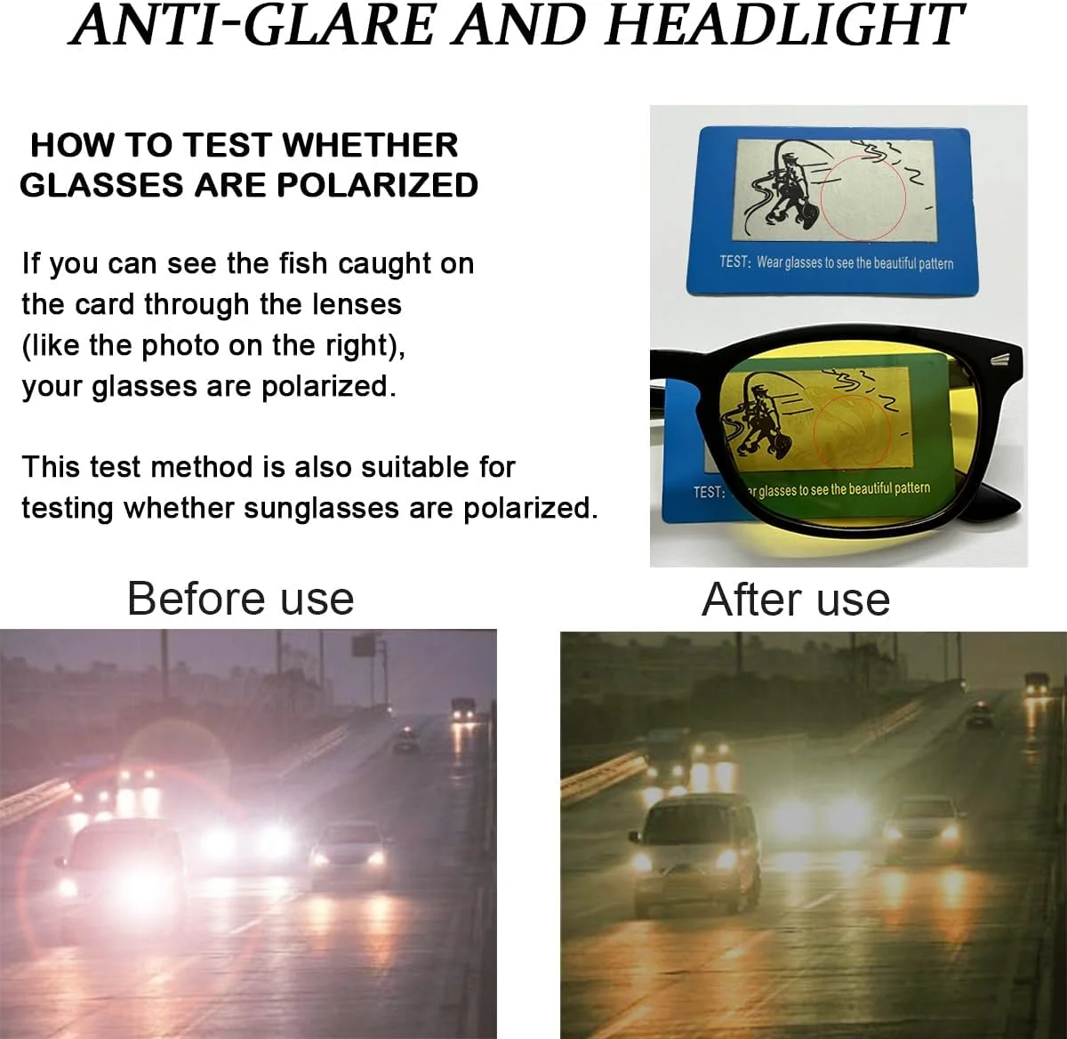 عینک رانندگی شبانه پلاریزه برای آقایان و بانوان - عینک دید در شب زرد ضد تابش نور برای رانندگی در شب