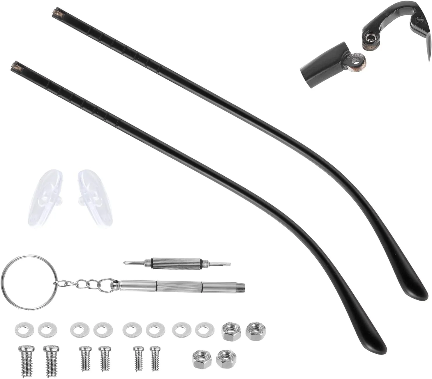 ست تعمیر عینک TR90 با عرض 3.5 میلیمتر - شامل دسته عینک، پیچ، واشر، پیچگوشتی و پد بینی ست تعمیر عینک TR90 با عرض 3.5 میلیمتر - شامل دسته عینک، پیچ، واشر، پیچگوشتی و پد بینی