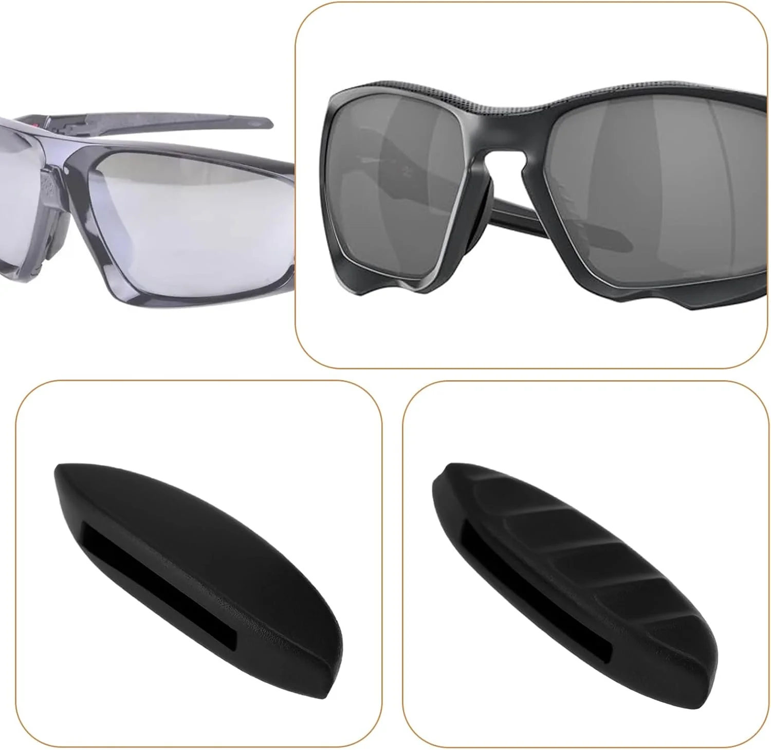 یک جفت پد بینی جایگزین سازگار با Oakley PLAZMA، سازگار با CLIFDEN OO9440، سازگار با پد بینی عینک آفتابی FORAGER مشکی