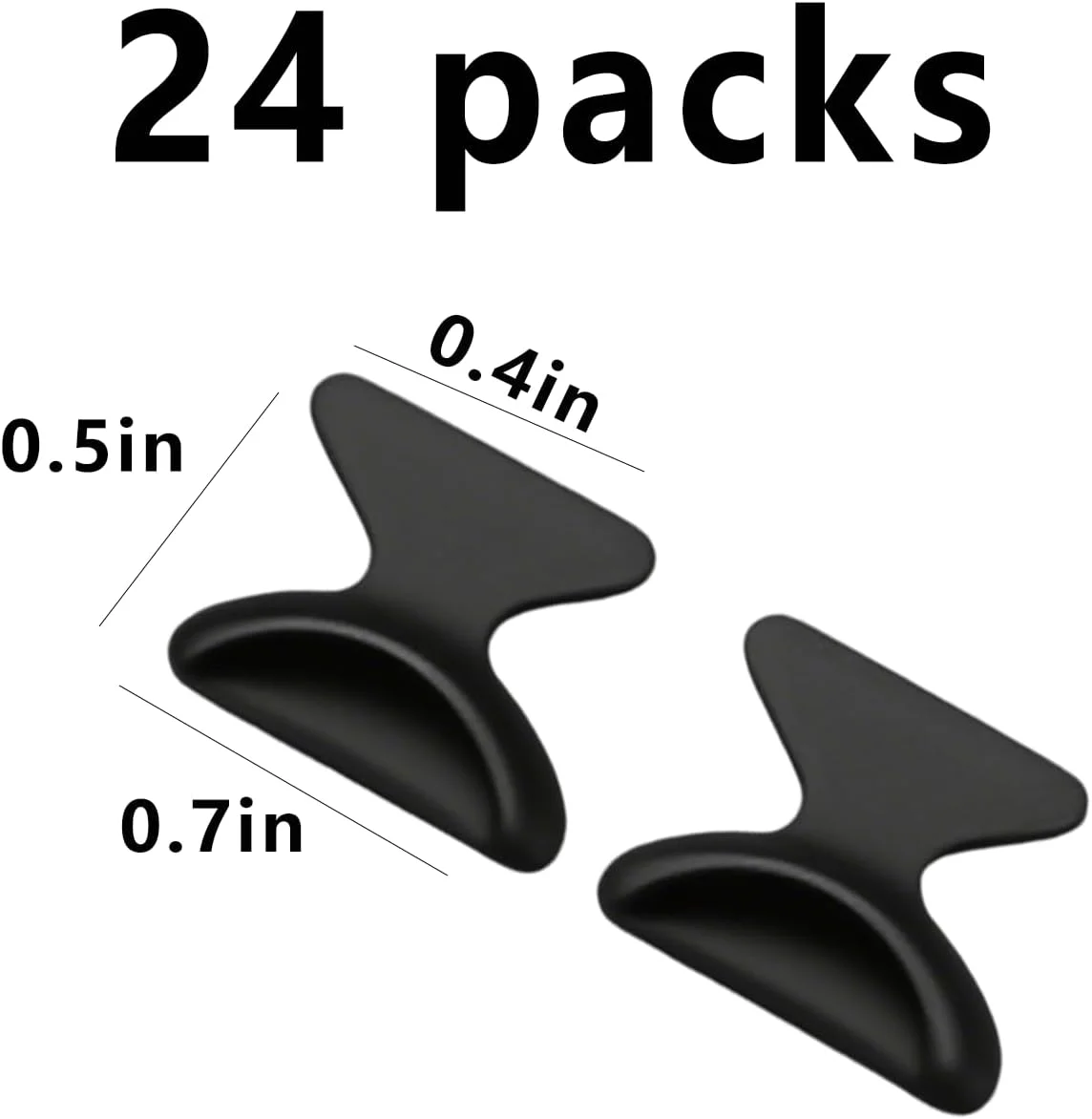 24 عدد پد بینی چسبی نرم ضد لغزش با طرح پروانه ای برای عینک، عینک آفتابی و لوازم جانبی عینک (مشکی)