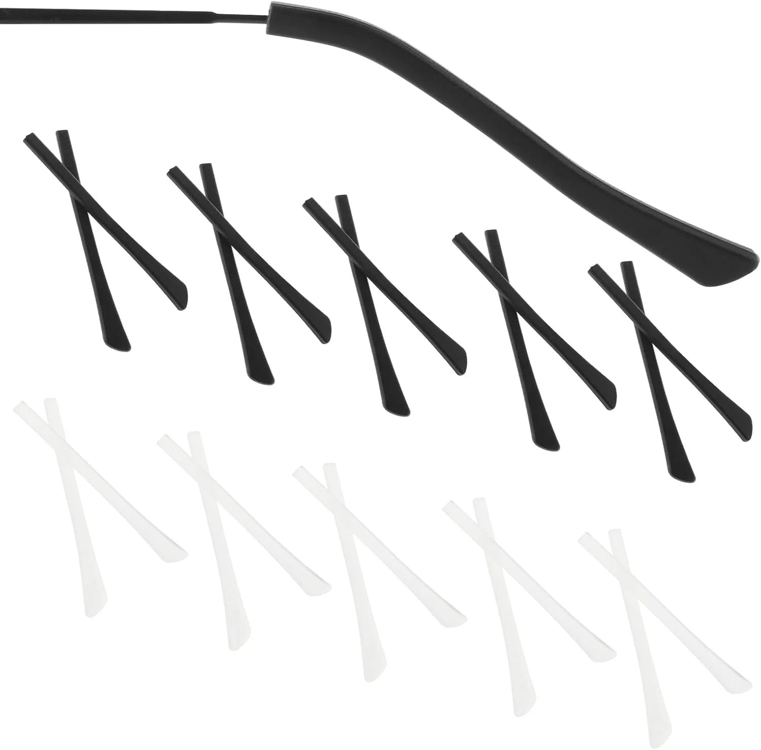 روکش دسته عینک DIVINA VITAE، سیلیکونی نرم، جایگزین دسته عینک، ضد لغزش، روکش لوله ای برای دسته فلزی نازک عینک (10 جفت، مشکی + سفید)