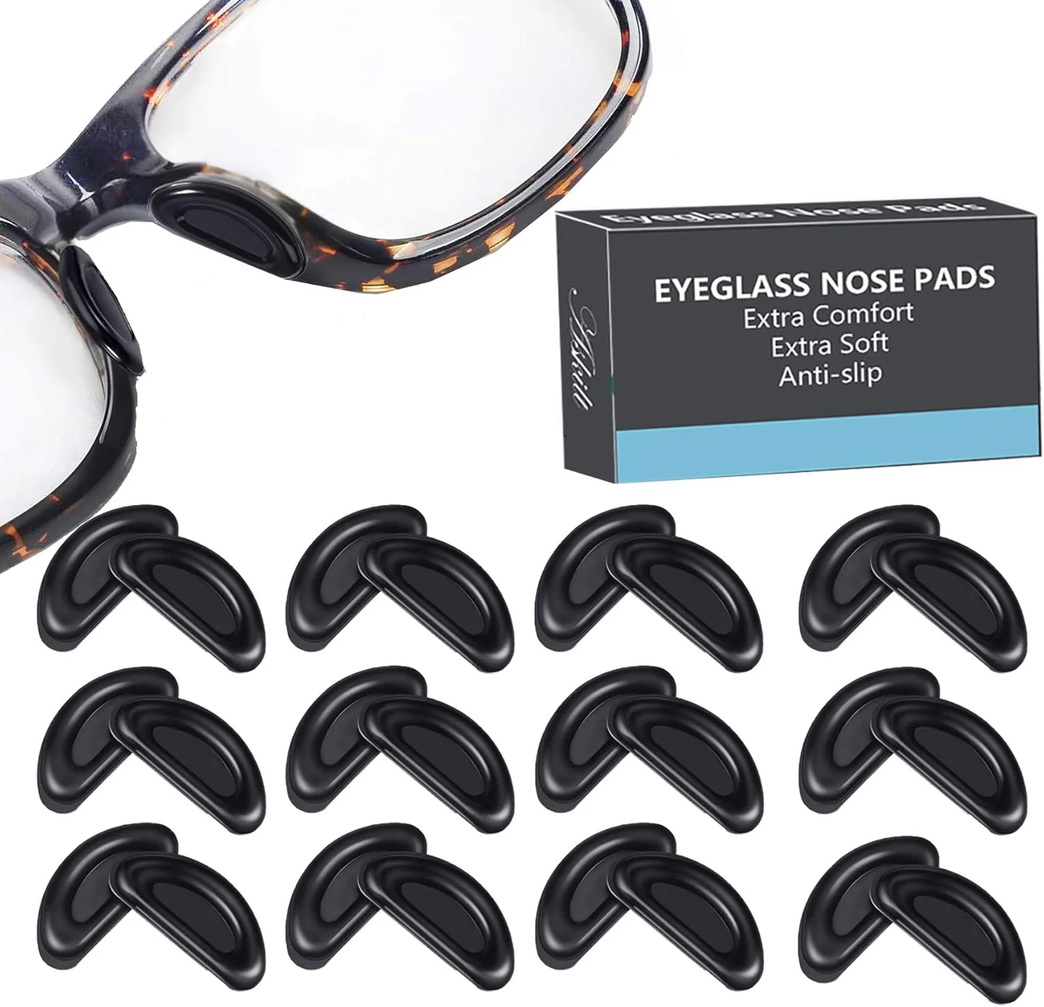 پدهای بینی عینک، پدهای بینی ضد لغزش چسبی، بالشتک پد بینی سیلیکونی نرم برای عینک، عینک آفتابی، 12 جفت (مشکی) پدهای بینی عینک، پدهای بینی ضد لغزش چسبی، بالشتک پد بینی سیلیکونی نرم برای عینک، عینک آفتابی، 12 جفت (مشکی)