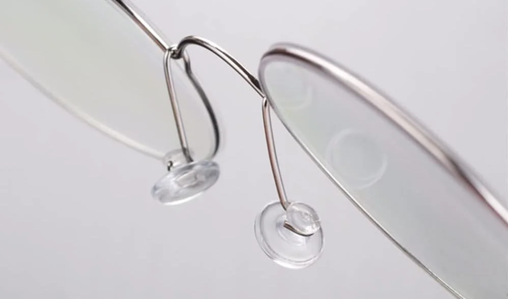 پدهای بینی فشاری عینک، BEHLINE، 5 جفت پد جایگزین برای فریم عینک، برای فریم عینک های بدون قاب/فریم لس، محافظ بینی سیلیکونی نرم ضد لغزش، پدهای پل بینی 9 میلی متری (گرد، شفاف)