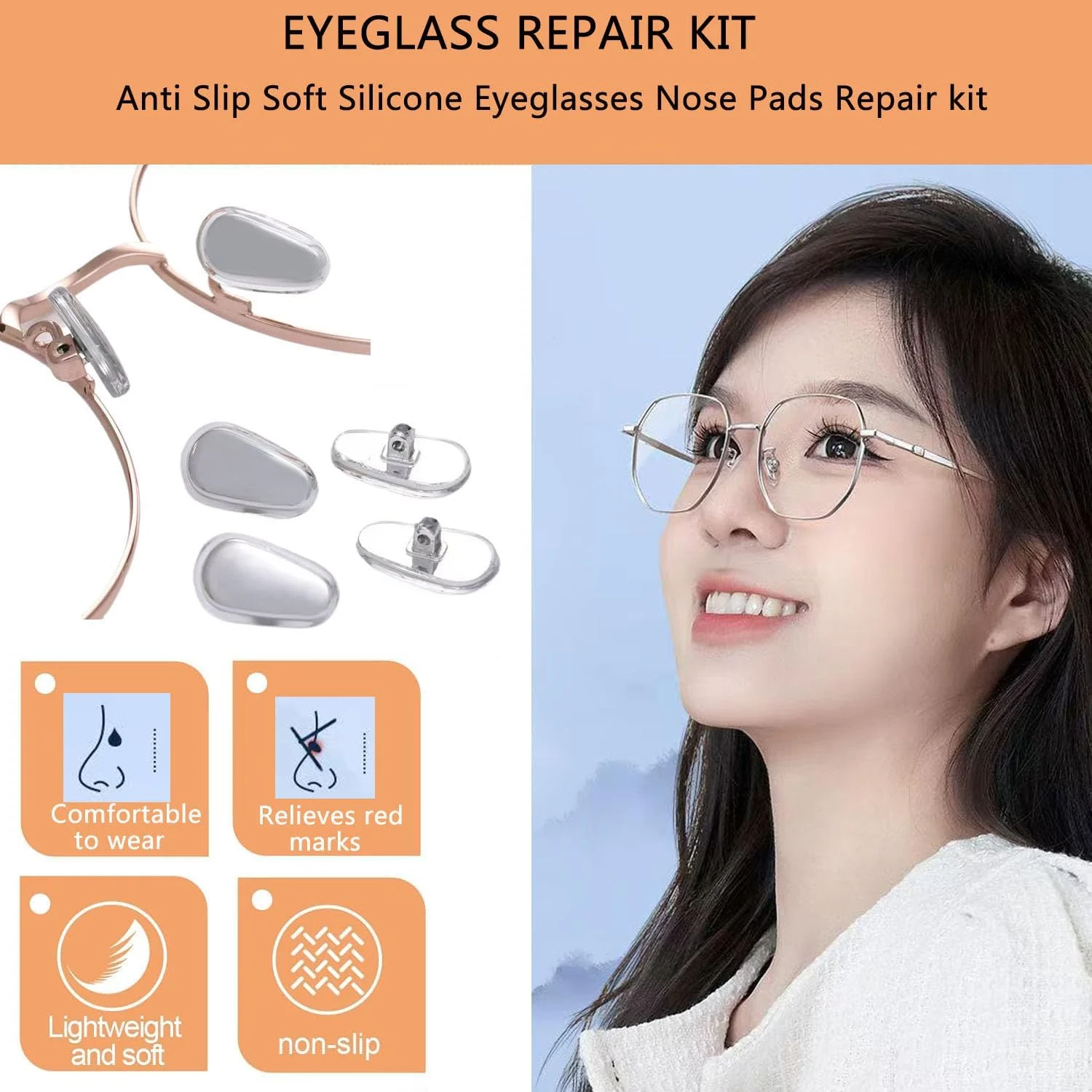 پدهای بینی عینک، لوازم جانبی عینک، کیت تعمیر عینک، کیت ابزار تعمیر عینک - نرم و ضد لغزش (10 جفت شفاف) پدهای بینی عینک، لوازم جانبی عینک، کیت تعمیر عینک، کیت ابزار تعمیر عینک - نرم و ضد لغزش (10 جفت شفاف)