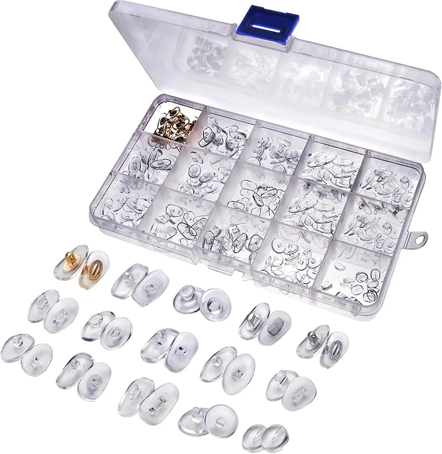 مجموعه 150 جفتی پد بینی عینک تزویق، 15 مدل مختلف از جنس PVC نرم برای عینک های طبی و آفتابی، افزایش راحتی و ثبات