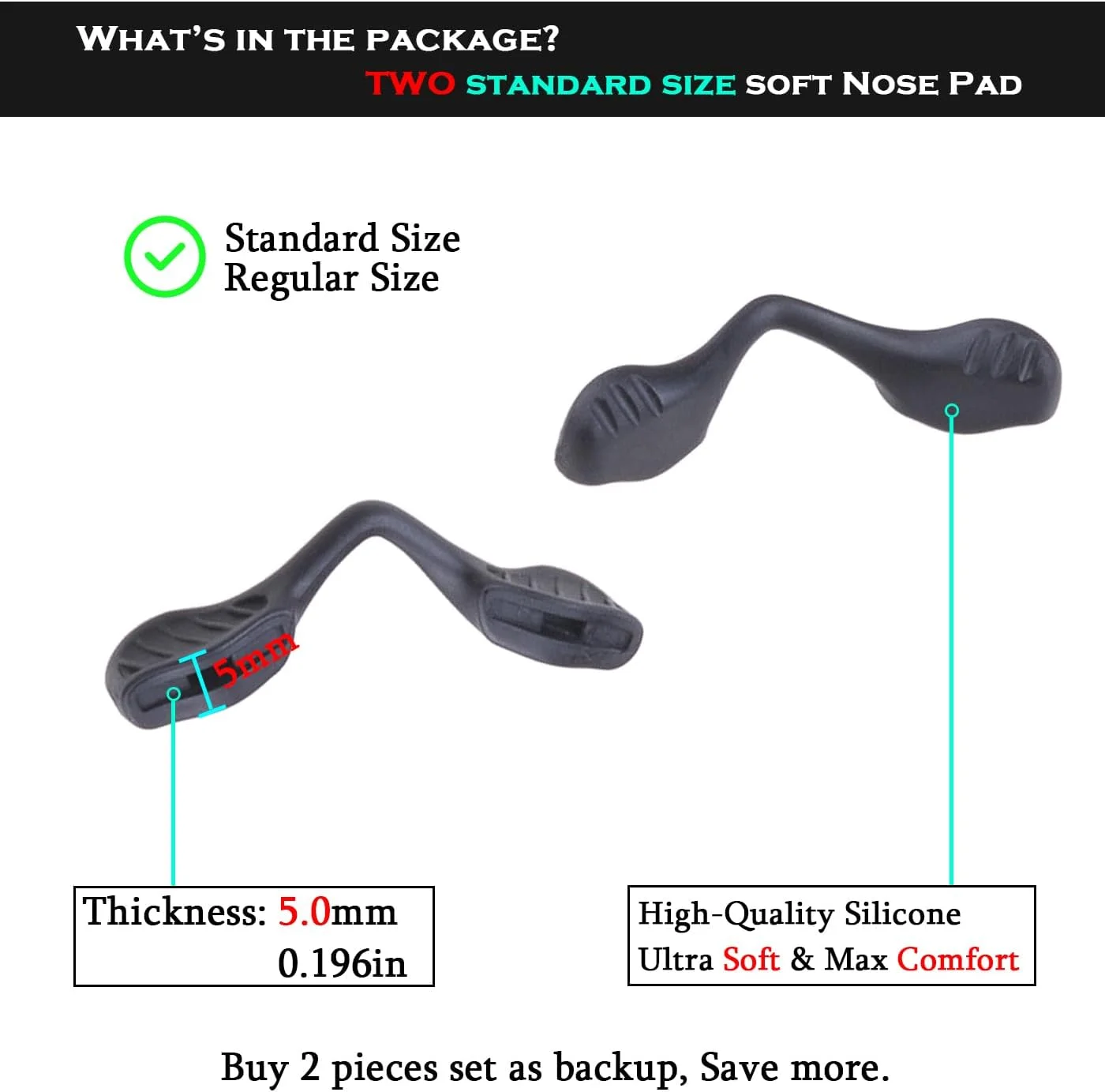 دو عدد پد بینی جایگزین برای فریم عینک آفتابی Oakley Radar EV Path/Radar Path/RadarLock Path/Radar Pace OJ9001 OO9182 OO9183 OO9184 OO9208 OO9211 OO9333، مشکی، سایز استاندارد دو عدد پد بینی جایگزین برای فریم عینک آفتابی Oakley Radar EV Path/Radar Path/RadarLock Path/Radar Pace OJ9001 OO9182 OO9183 OO9184 OO9208 OO9211 OO9333، مشکی، سایز استاندارد