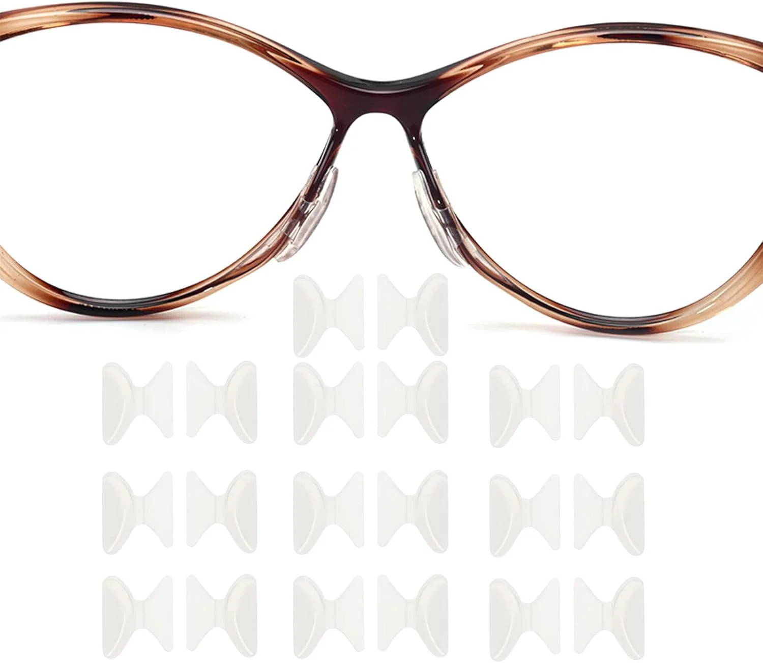 پدهای بینی عینک MAKINGTEC، 10 جفت پد بینی چسبی شکل پروانه ای ضد لغزش عینک، پدهای بینی سیلیکونی نرم برای عینک آفتابی، 2.5 میلی متر، شفاف