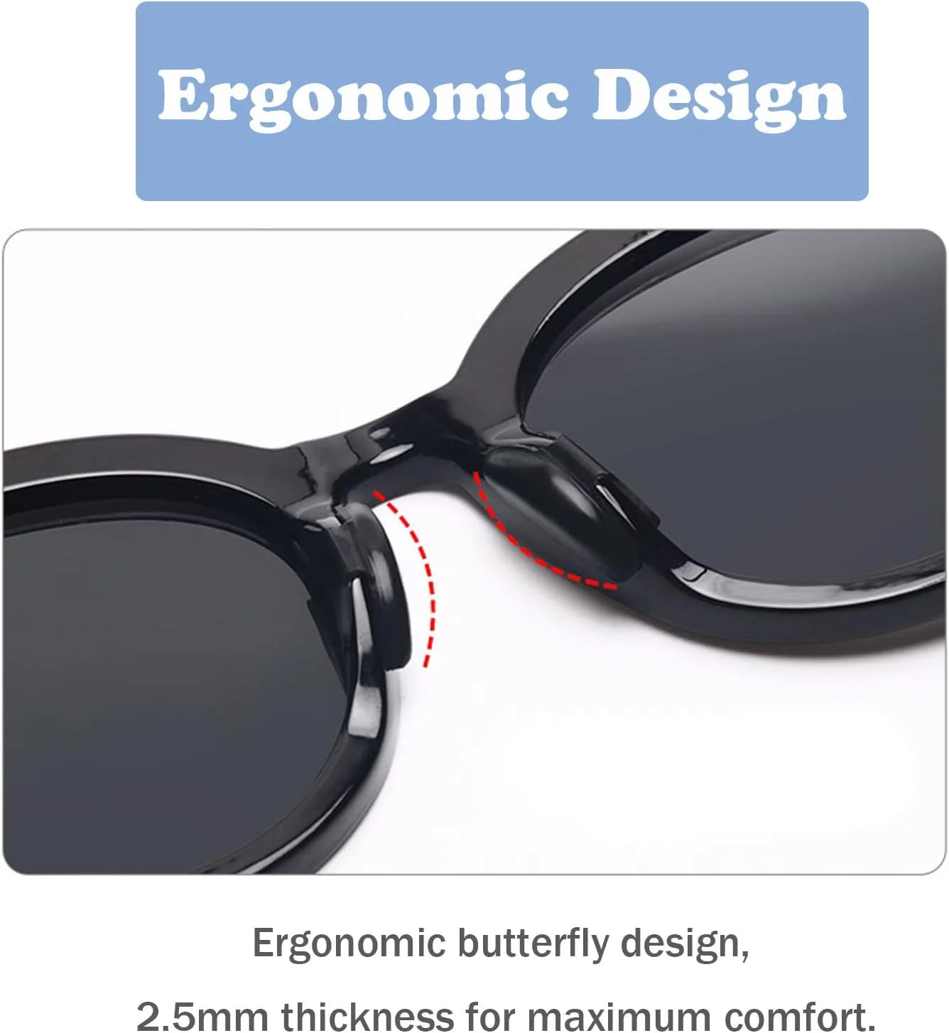 پدهای بینی عینک MAKINGTEC، 10 جفت پد بینی چسبی شکل پروانه ای ضد لغزش عینک، پدهای بینی سیلیکونی نرم برای عینک آفتابی، 2.5 میلی متر، شفاف