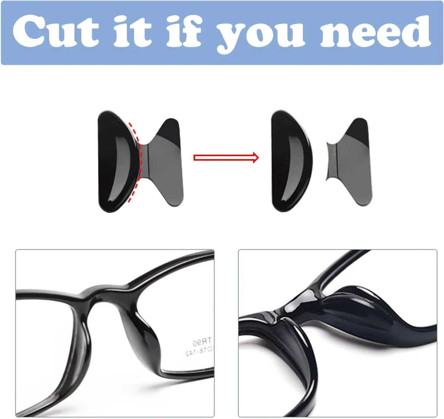 پدهای بینی عینک MAKINGTEC، 10 جفت پد بینی چسبی شکل پروانه ای ضد لغزش عینک، پدهای بینی سیلیکونی نرم برای عینک آفتابی، 2.5 میلی متر، شفاف