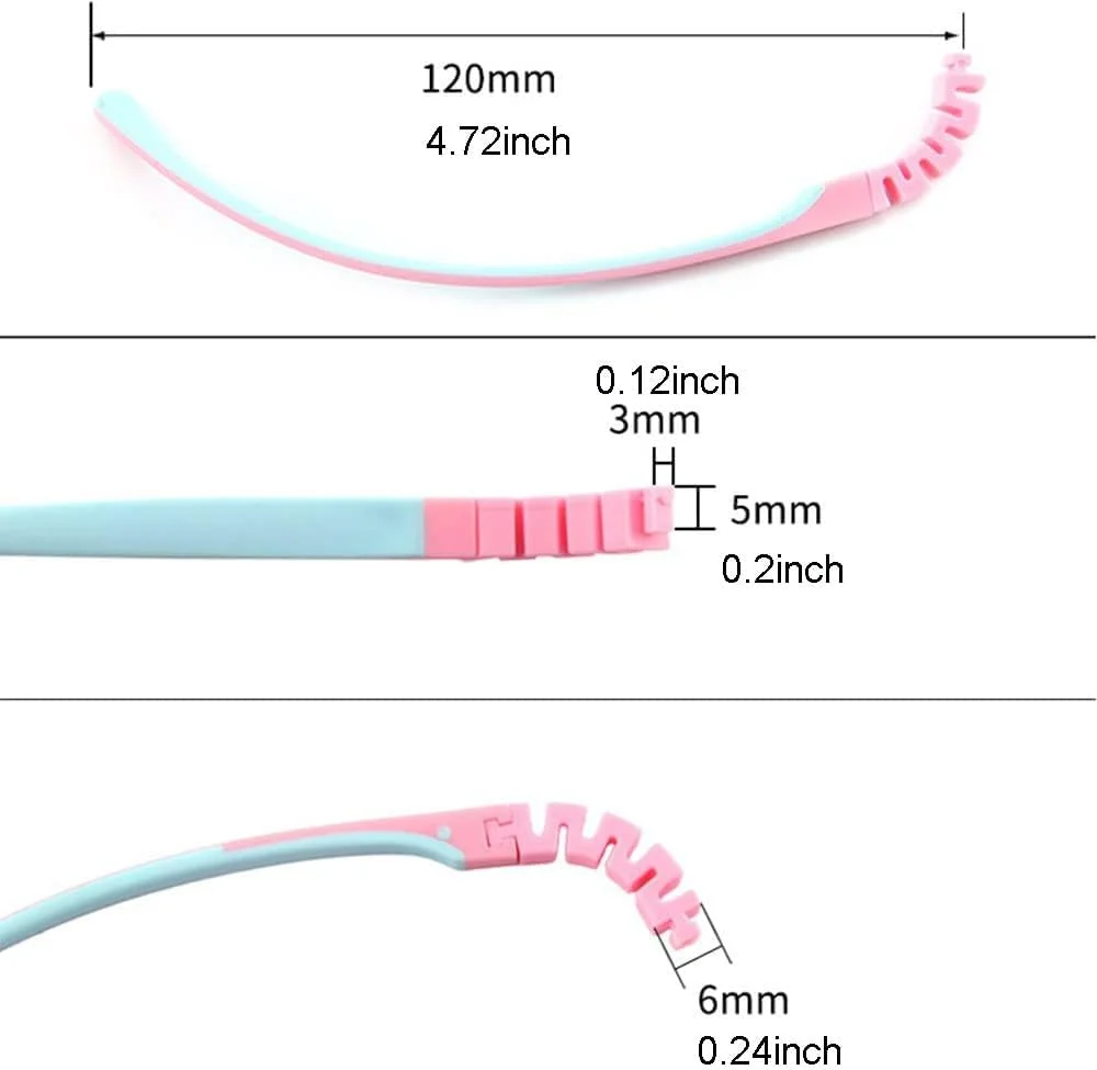 بازوهای عینک کودک QYAJS، یک جفت بازوی سیلیکونی جایگزین برای فریم عینک، مشکی آبی