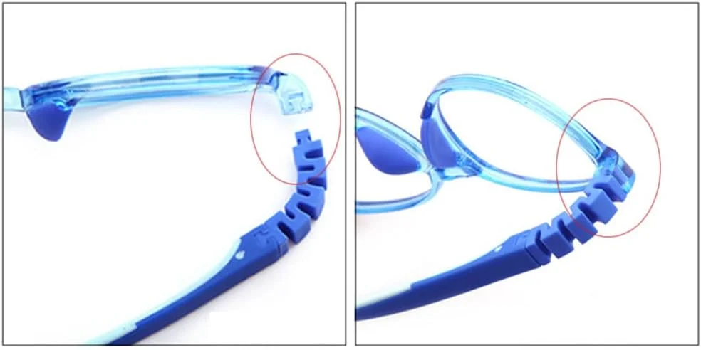 بازوهای عینک کودک QYAJS، یک جفت بازوی سیلیکونی جایگزین برای فریم عینک، مشکی آبی